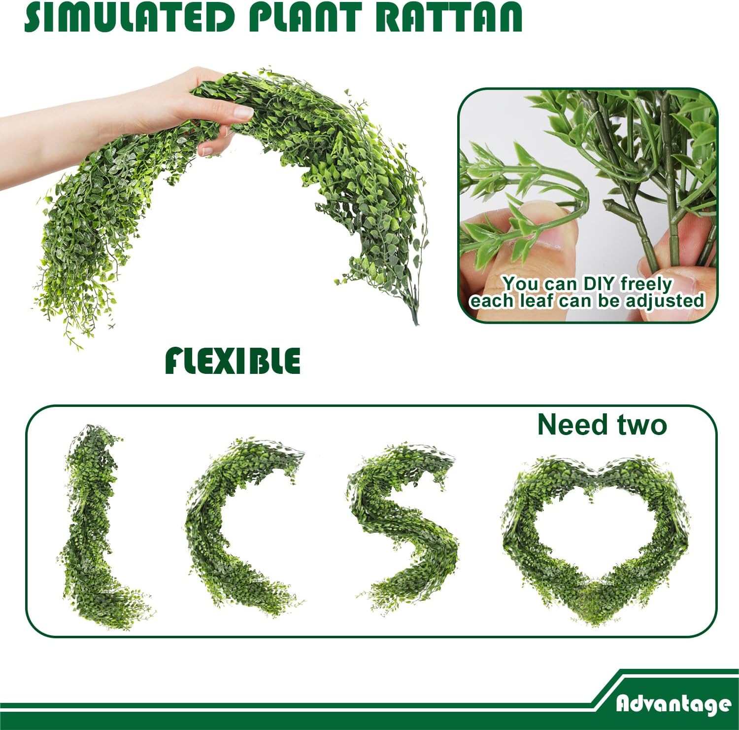 Fake Hanging Plants 3Pc-20 Artificial Ivy Vines, UV Resistant Greenery Ivy Leaves Garland with Flowers for Wedding Outdoor Decoration Home Indoor Wall Décor