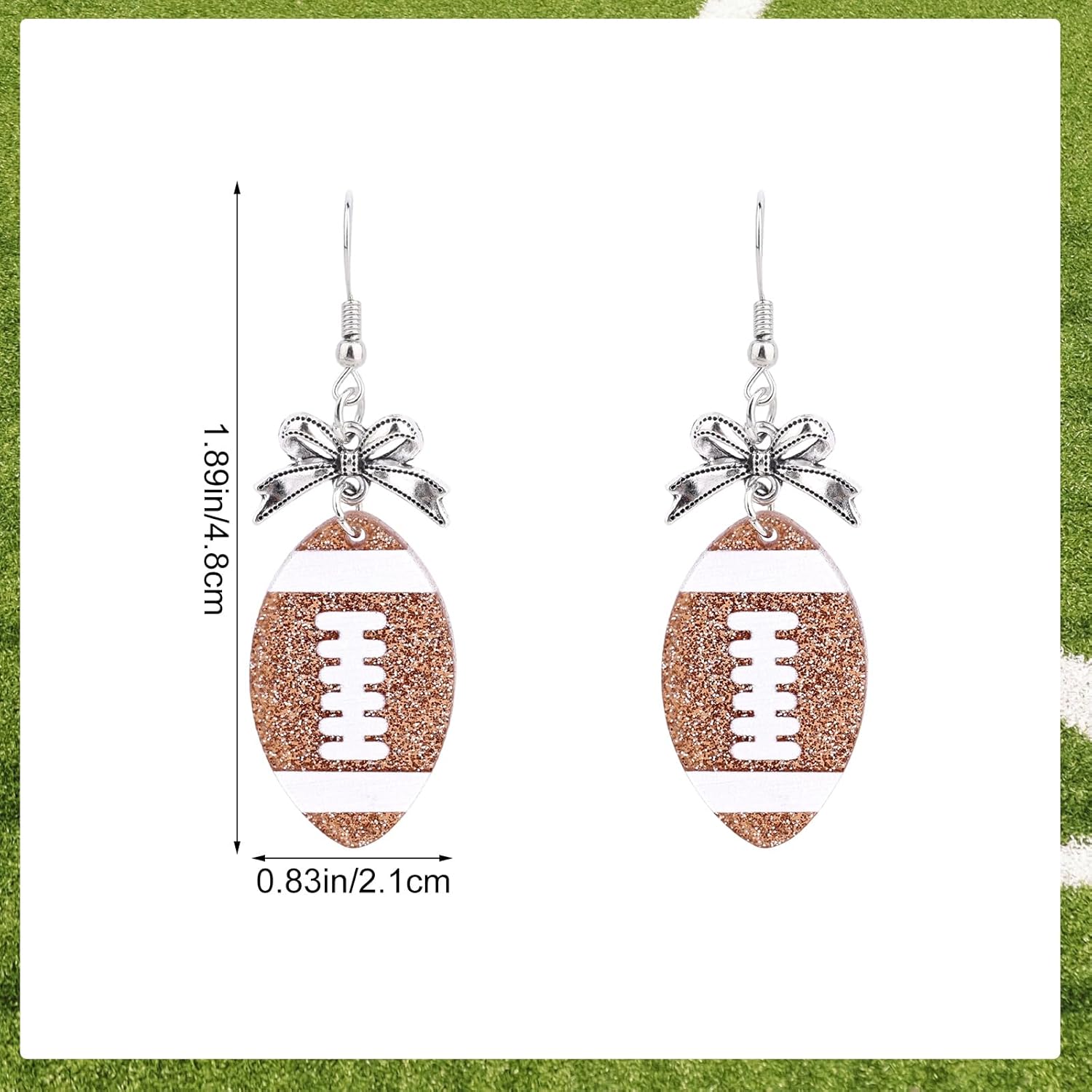 Football Bow Dangle Earrings, Baseball Football Mom Softball Bow Earrings for Women Sport Theme Game Event Outfits Jewelry Gift Accessories - Image 2