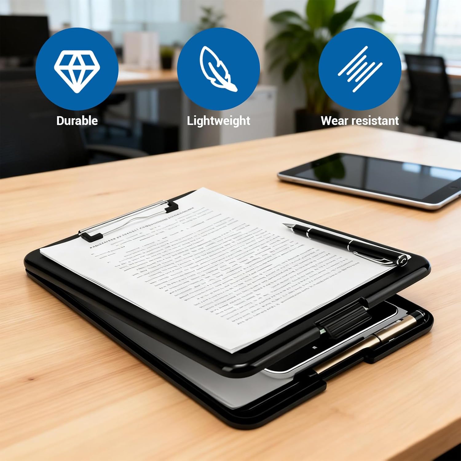 6 Pieces clipboard with Storage, 9.5 x 13.5 Plastic Storage clipboard, Foldable Clip Board with Compartment & Sturdy Metal Clip for Office Daily Use, Conference Meetings, Teachers, Student