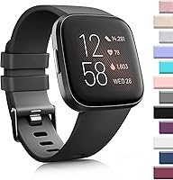 Vista 2 de 3 Pack Soft TPU Bands Compatible with Fitbit Versa, Elastomer Replacement Wristband Sports Waterproof Strap for Versa 2 Smart Watch Women Men
