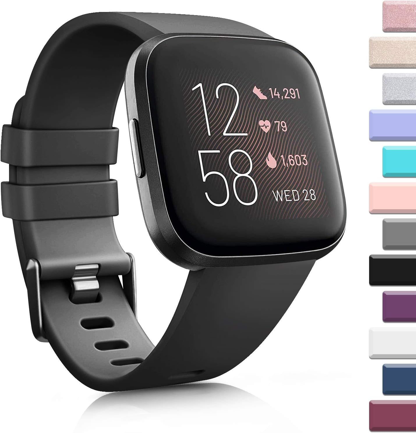 AK Sports Bands Compatible for Fitbit Versa 2, Soft Elastomer Multi-colors Replacement Wristbands for Fitbit Smart Watch