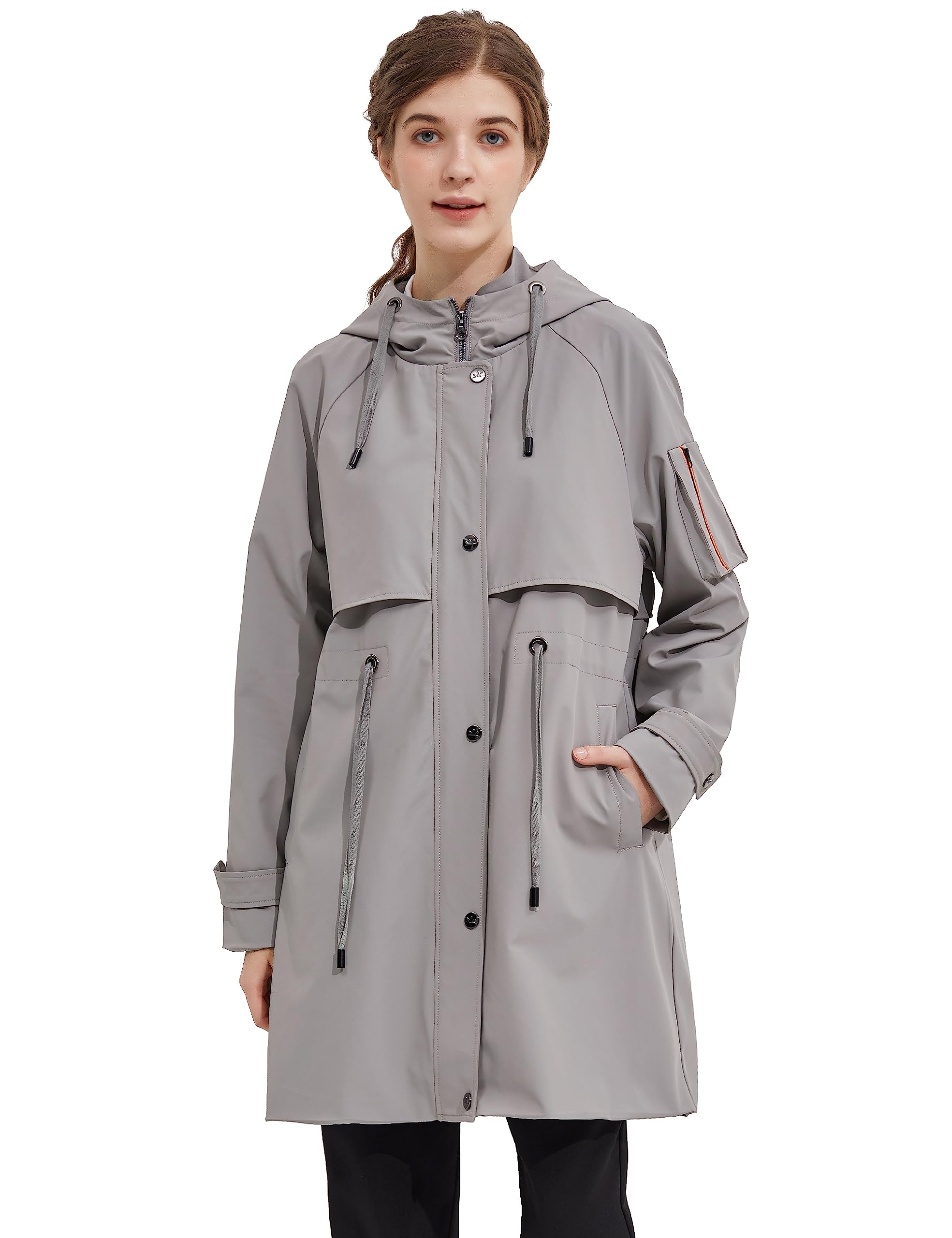 Orolay Womens Long Windbreaker Hooded Light Jacket Active Outdoor Anoraks