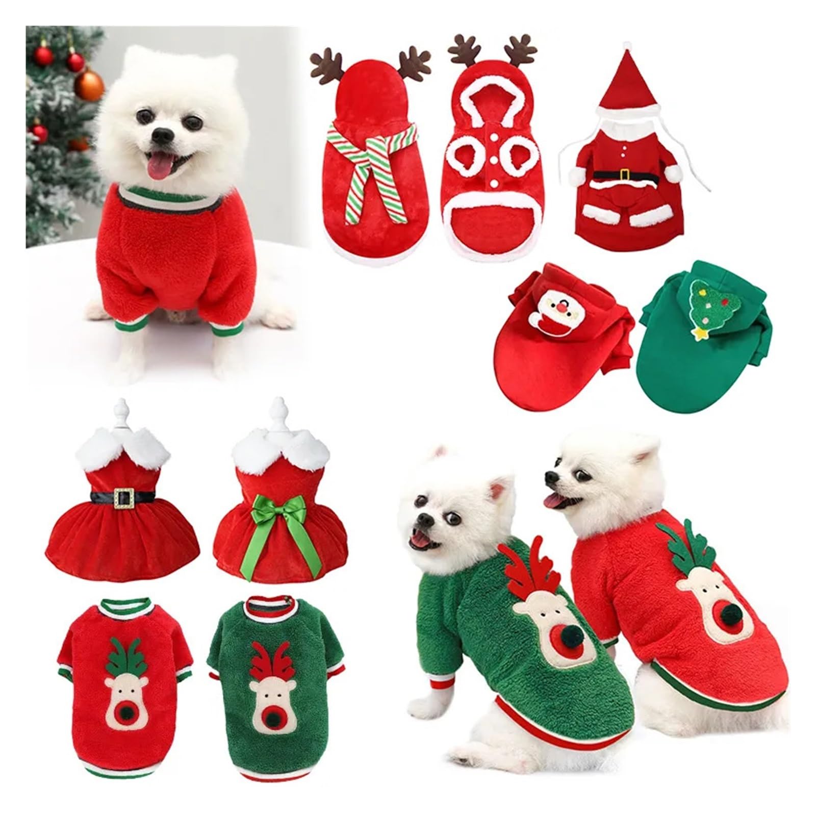Weihnachts-Elch Kapuzenpulli Für Kleine Hunde | Flanell Warm | Für Franz. Bulldogge, Mops
