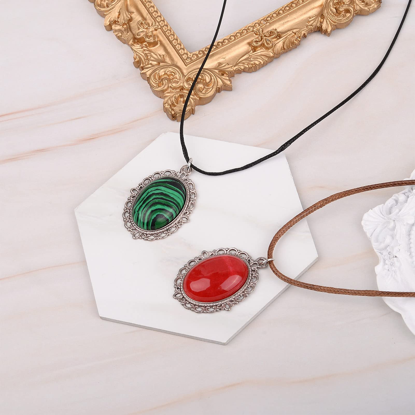 Collier Avec Pendentif En Aventurine Verte – Cabochon Ovale 25x18 Mm, Métal Argenté