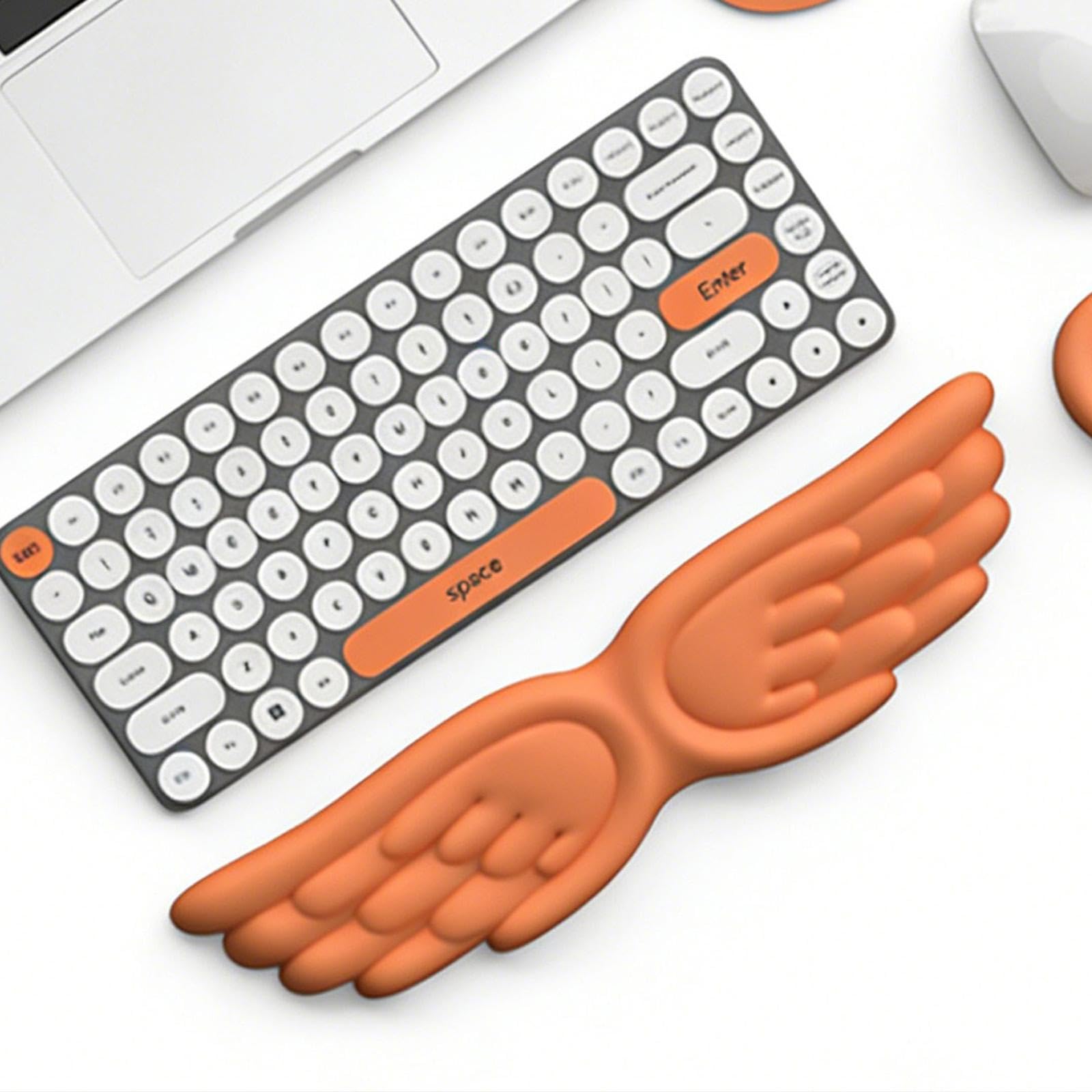 Reposamuñecas para Teclado de Muñeca Almohadilla de Silicona Función Ergonómica Superficie Antideslizante Apto para Oficina Hogar Taller, Naranja