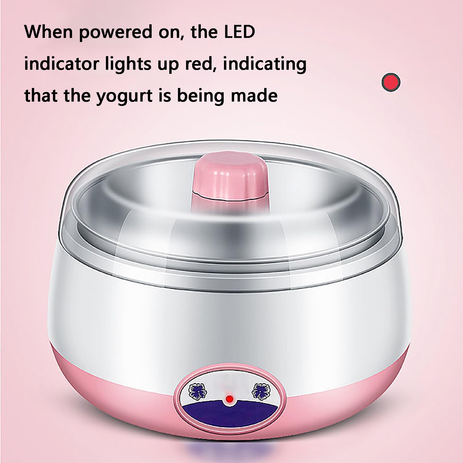 yogurtera, con Revestimiento Interior de Acero Inoxidable, Fácil Limpiar, Compacto y Portátil, for Apartamentos, Dormitorios, Hogares
