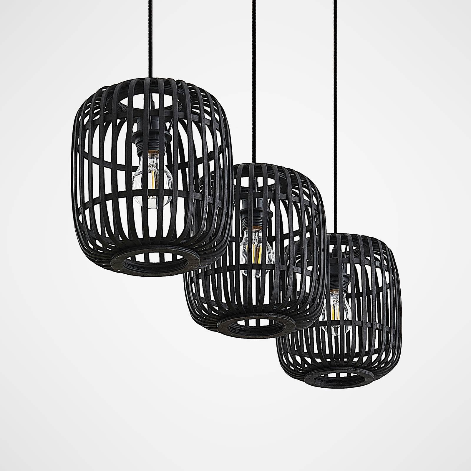 Lámpara colgante 'Canyana' (Tradicional) en Negro hecho de Madera e.o. para Salón & Comedor (3 llamas, E27) de Lindby | lámpara colgante de madera, lámpara colgante, lámpara, lámpara de techo, lámpara