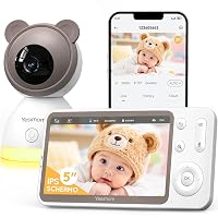 YESIMOM 2K Baby Monitor WiFi con Schermo 5″ e App, 360° Telecamera Bambini