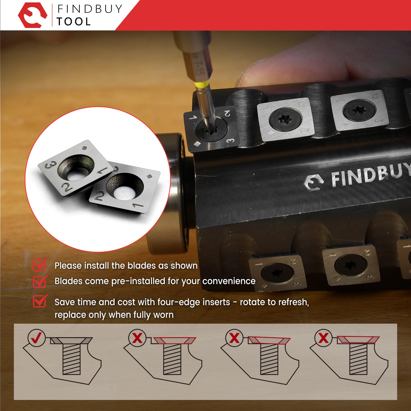 FindBuyTool - Testina elicoidale per pialla Makita 2012NB, testa di taglio a spirale da 12,5 pollici con design a spirale a 4 file, testa elicoidale con 55 inserti in carburo, basso rumore e