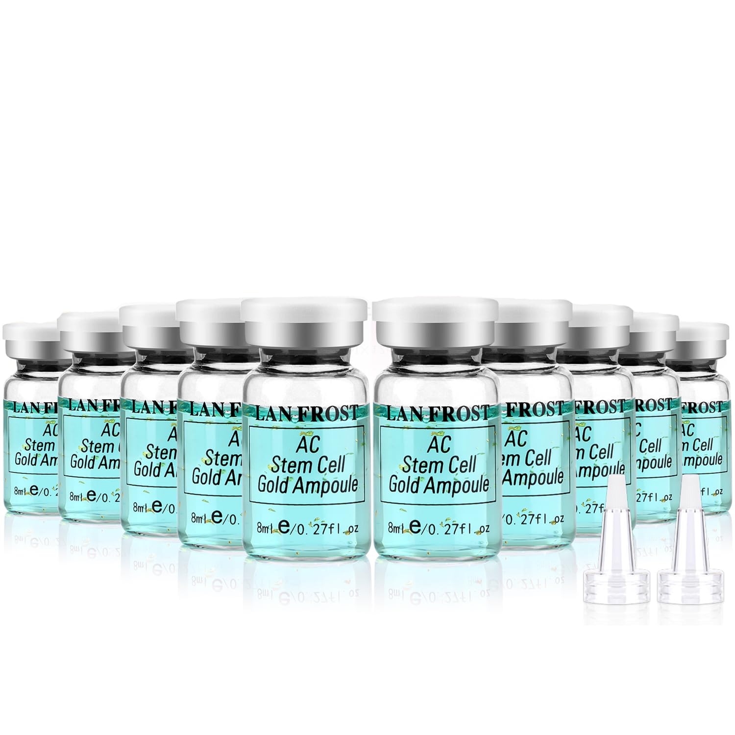 Facial Glow Starter Kit Serum Hyaluronic Acid, AC Stem Cell Gold Ampoule 0.27oz 12 Vials, Radiance Facial Serum Skin Therapy Kit