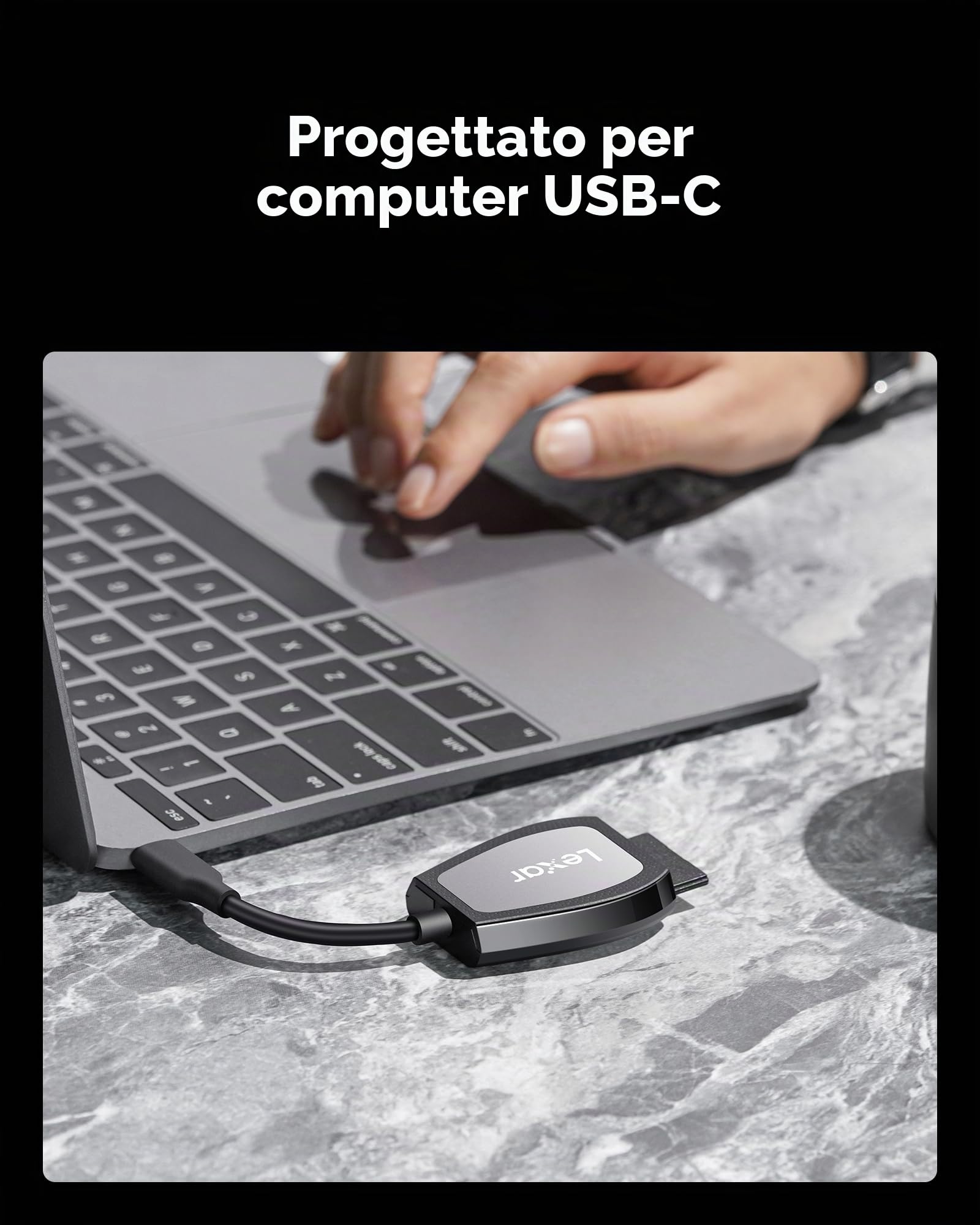 Lexar Lettore a doppia fessura Professional con connettore USB-C per schede SD e microSD UHS-I, nero
