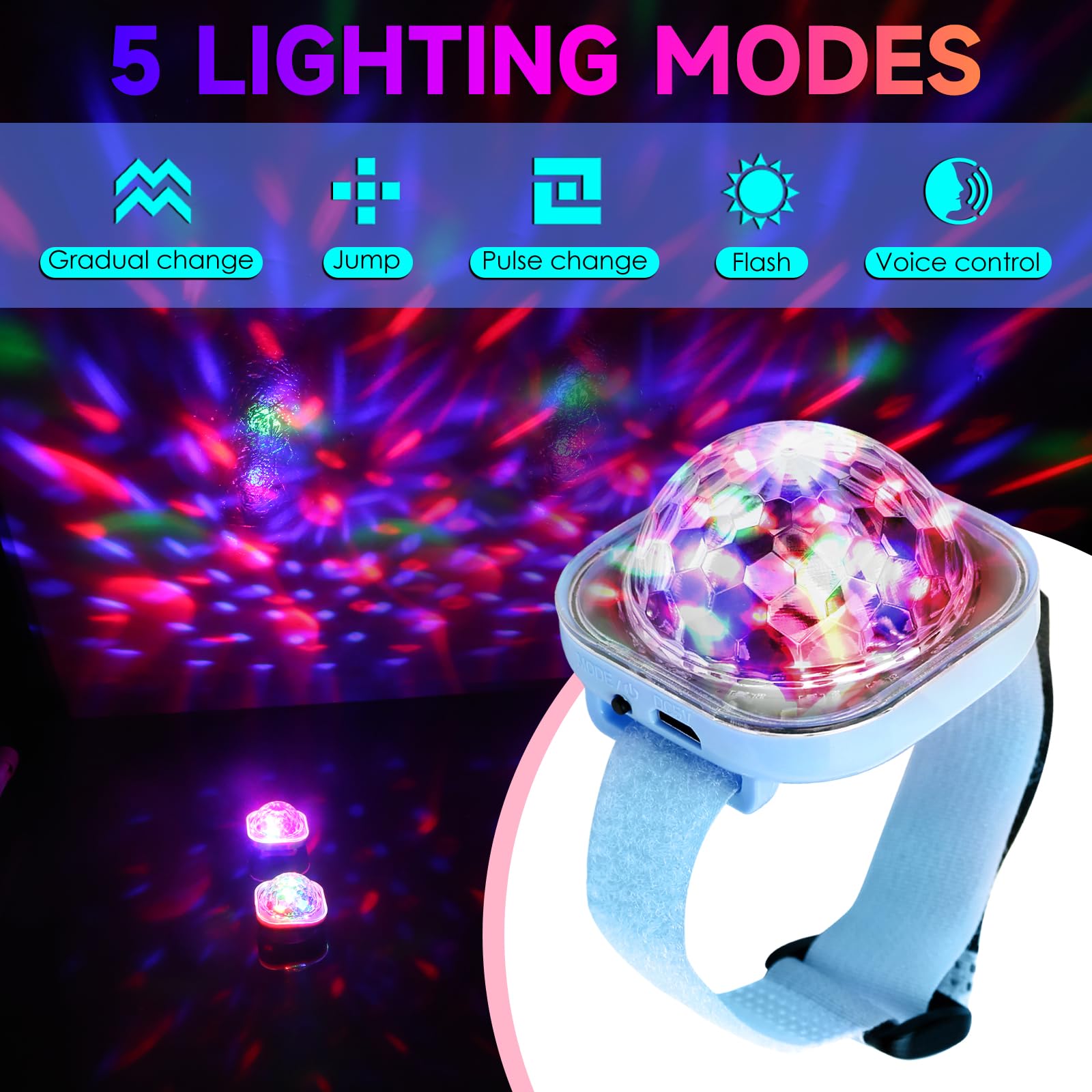 Orologio da polso a LED con sfera da discoteca, multicolore con luce attivata dal suono, in silicone, stile moderno (bianco + blu)