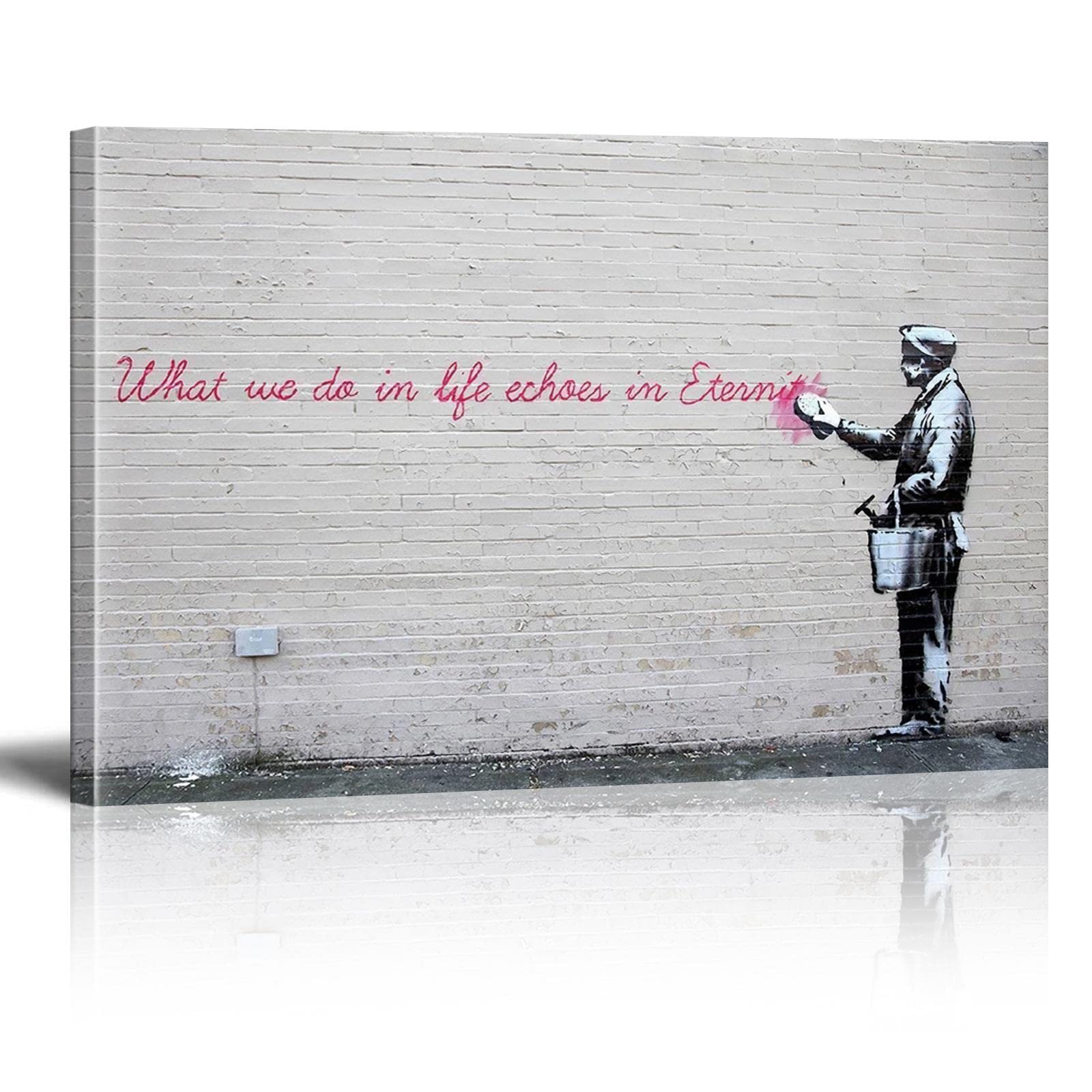 XIANGPEIFBH What We Do in Life Echoes in Eternity Canvas Art Print by Banksy Canvas Wall Art Decor - Ready to Hang Canvas Paintings for Living Room Home Wall Decor 40x60cm(16x24in) With Frame — image 1