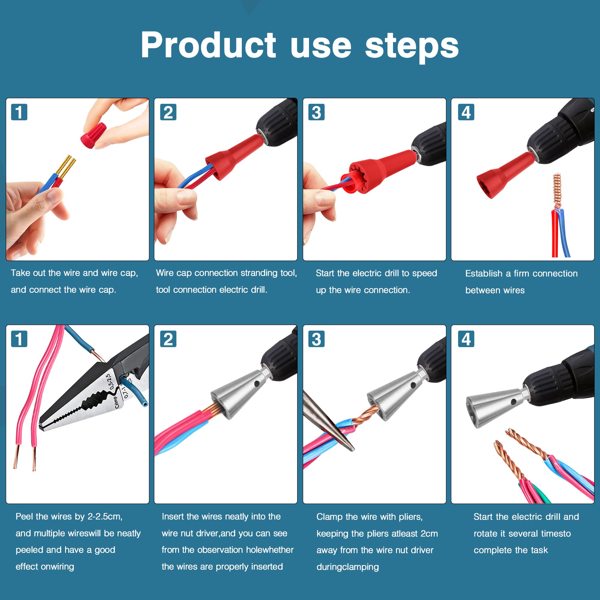 Wire Nut Twister and Twisting Tool 1/4" Chuck,Wire Nut Twiter for Drill Red — Amazon image 4