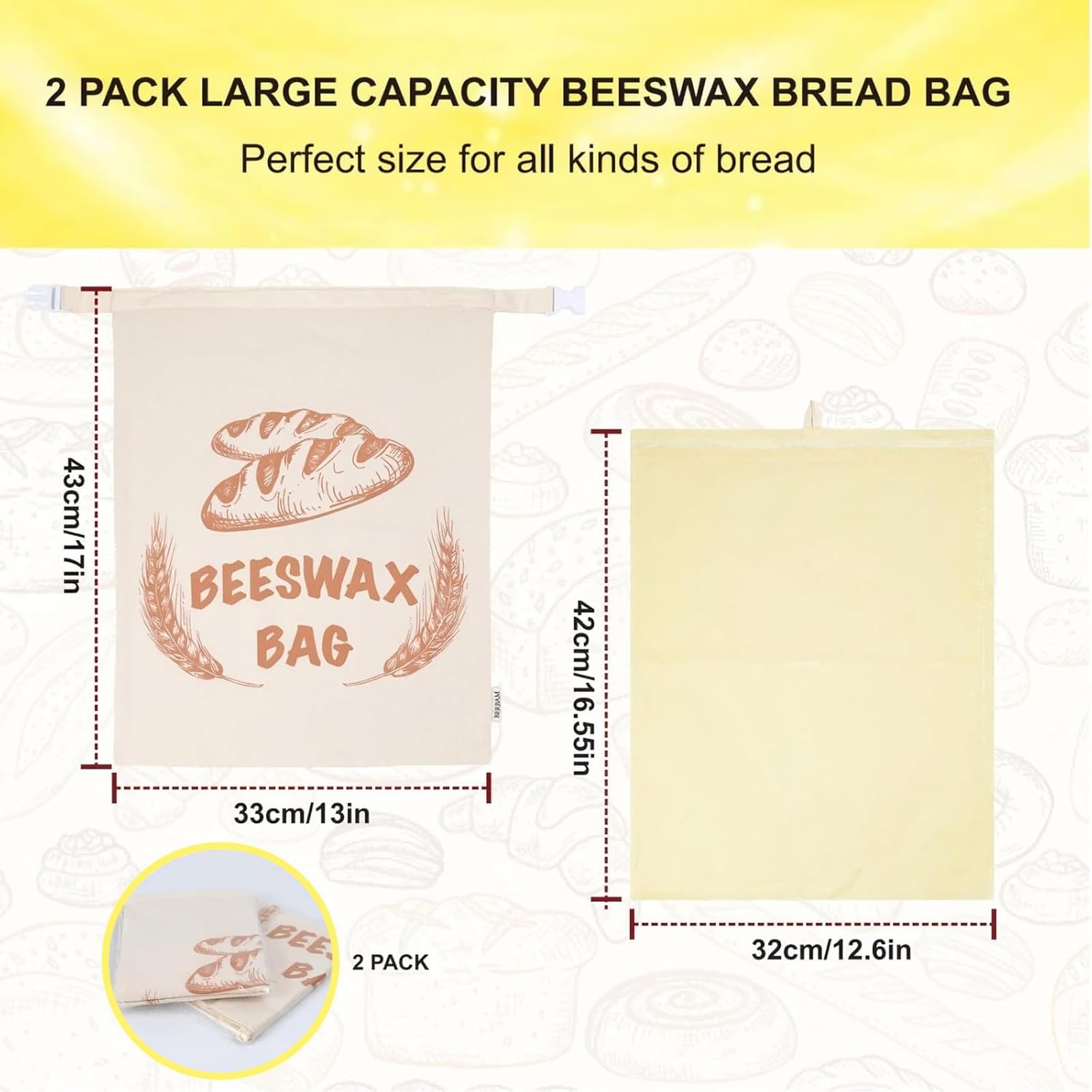Reusable Beeswax Bread Bags - Keep Bread Fresh! -2
