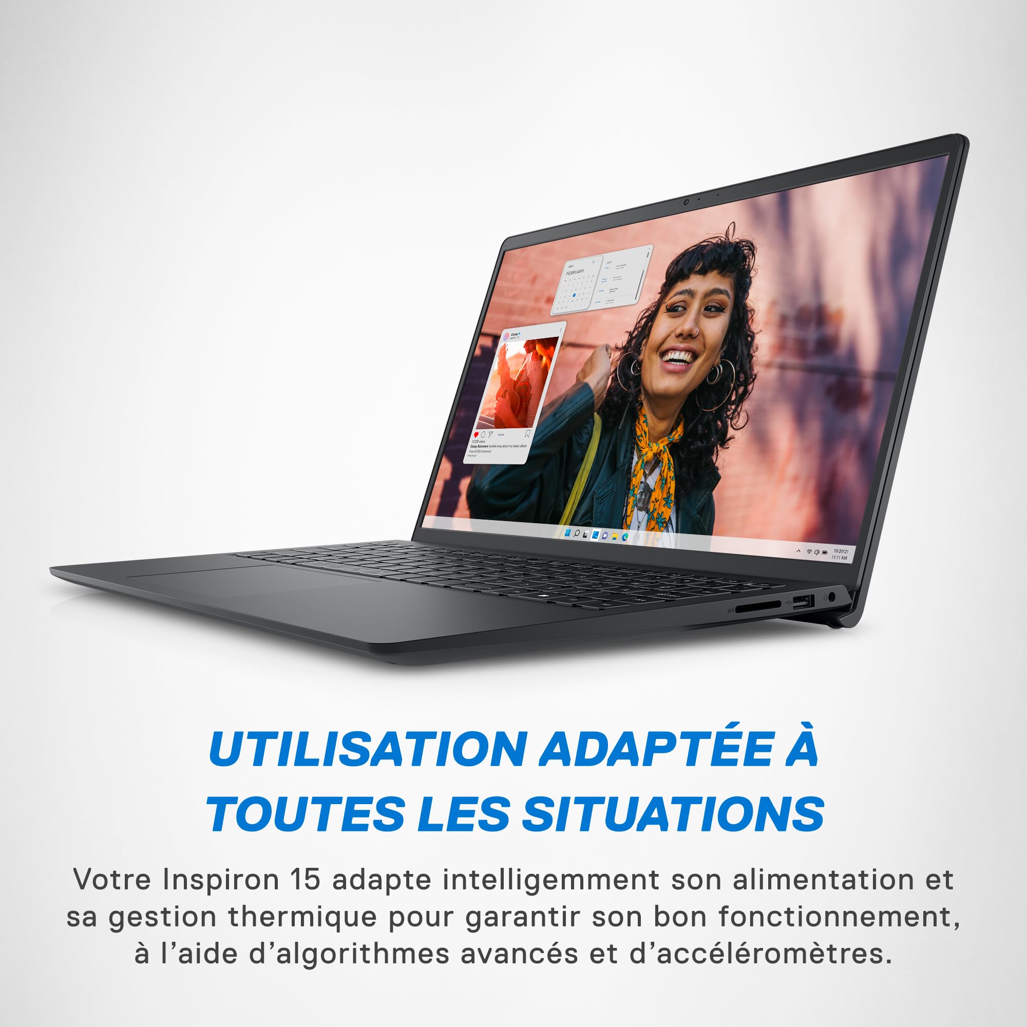 Dell Inspiron 15 (3530) - Ordinateur Portable 15,6'' Écran FHD 120 Hz, Intel Core i5-1334U, 16 Go RAM, 512 Go SSD, Intel Iris XE, Windows 11 Home, Clavier AZERTY - Noir Carbone