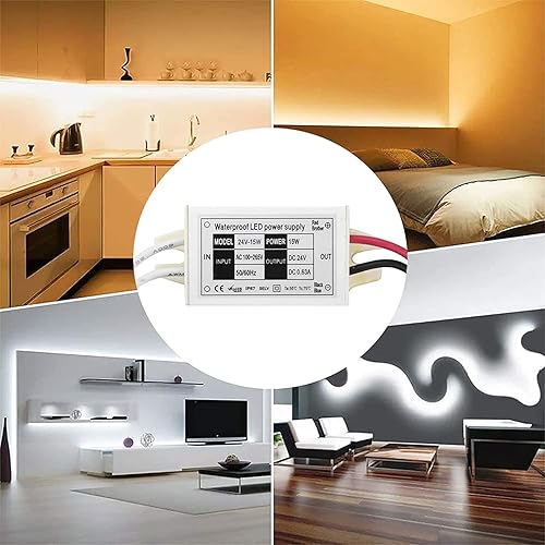 Miniatura 5 de Fuente de alimentación LED de 15 W 24 V - Lustaled IP67 impermeable 24 voltios transformador LED 110V/220AC-DC 24V voltaje constante pequeño