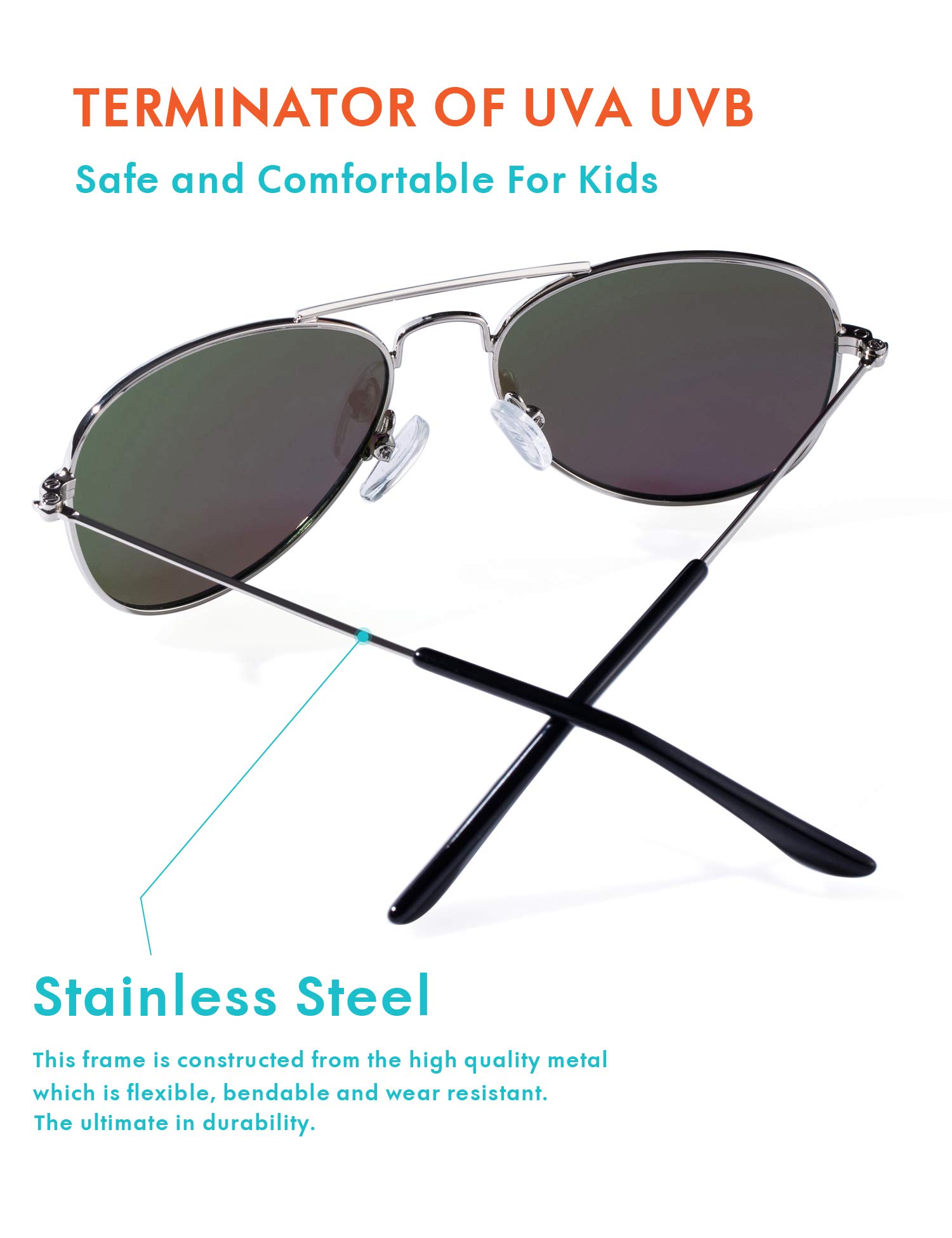 Rocf Rossini Occhiali Da Sole Per Bambini Protezione UV Cat. 3 Occhiali Da Sole Per Neonati E Bambini Occhiali Da Sole In Metallo Con Custodia
