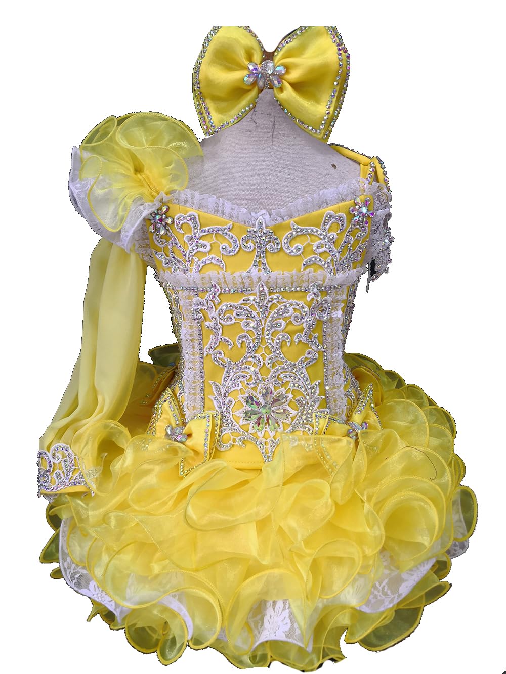 Jenniferwu Handmade Toddler Girl Party Dress Baby Pageant Dress Birthday Dresses Girl's Princess Dress G011Y Yellow 3T