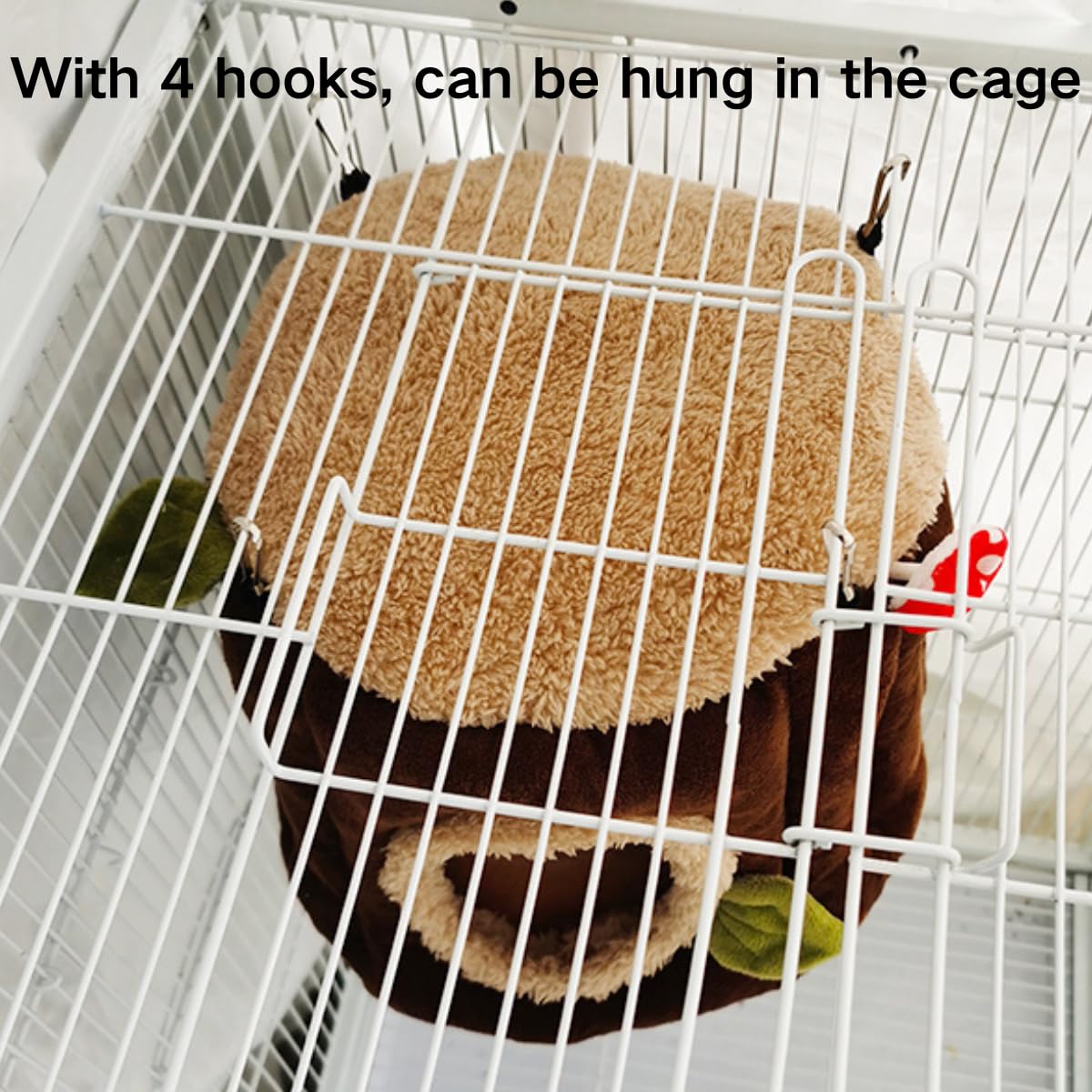 Nido cálido de invierno con cojín extraíble, casa de pájaros estilo tocón, hamaca colgante suave y lavable para loro, gris africano, chinchilla, hurón, conejo, casas y hábitats de animales pequeños