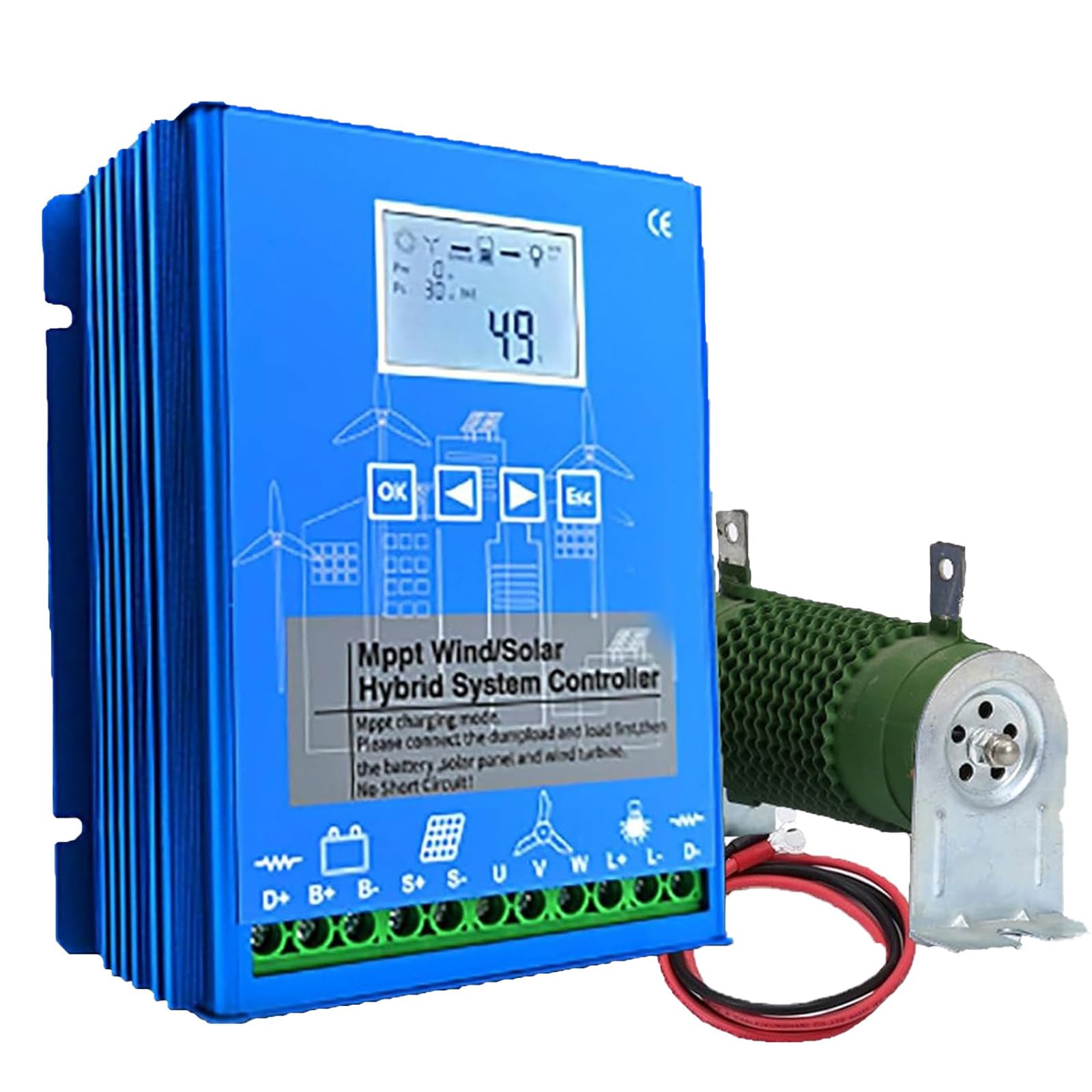 Système Hybride Solaire-Éolien 1500W avec Contrôleur MPPT, Régulateur de Charge avec Charge de délestage, Générateur d'Éolienne 1000W, Panneau Solaire 500W 12V