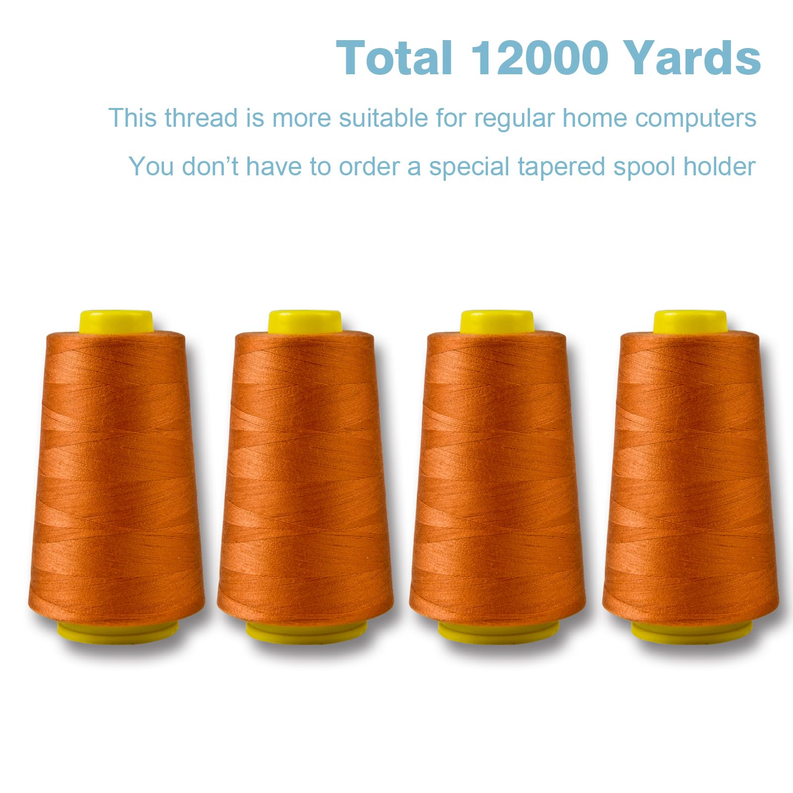 Serger Thread, All-Purpose Thread for Sewing Polyester, 4 Cones of 3000 Yards Each Spool for Sewing Machine (Ginger) - Image 4