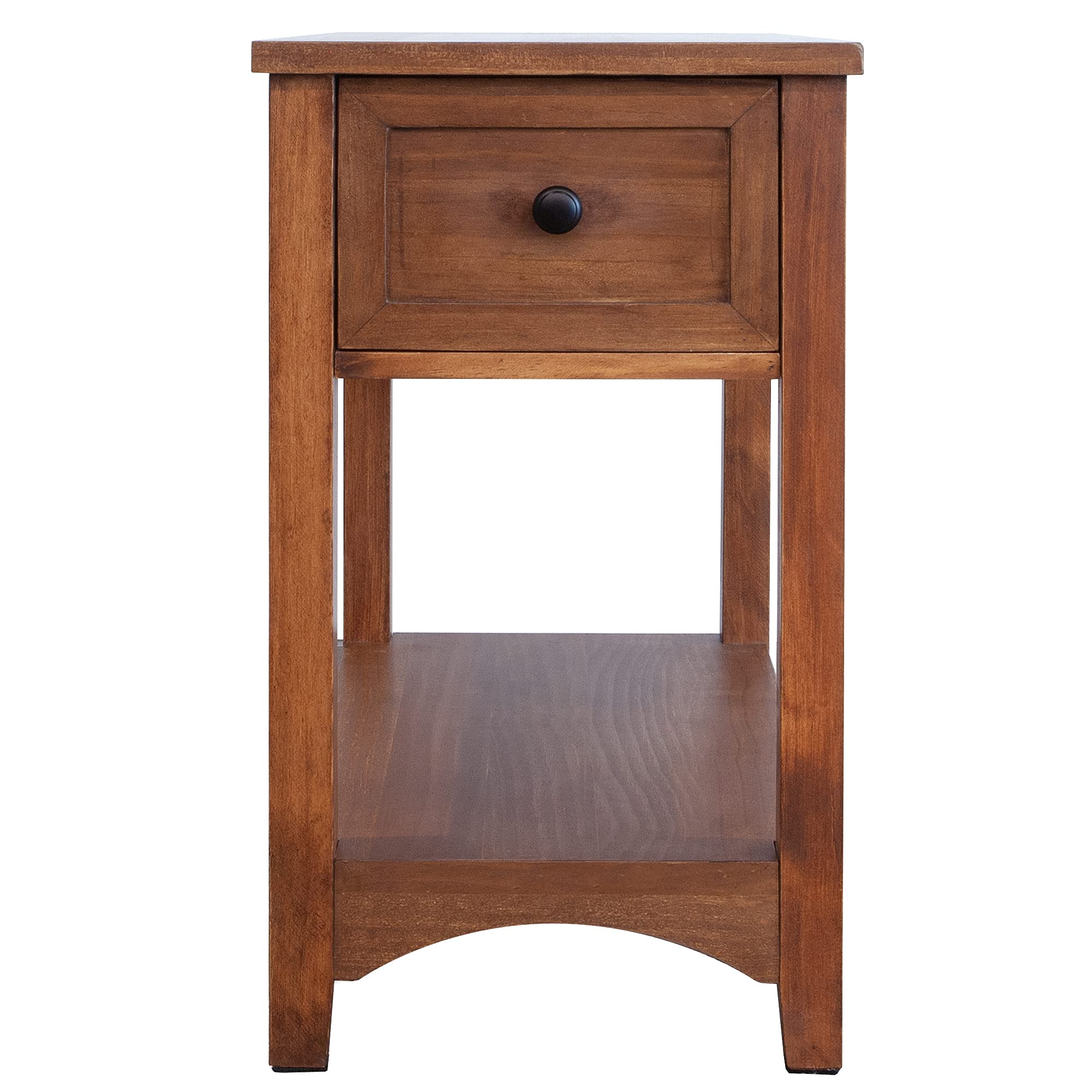 Buy Qwork 2Tier Side End Table with Storage Shelf and Drawer, Narrow