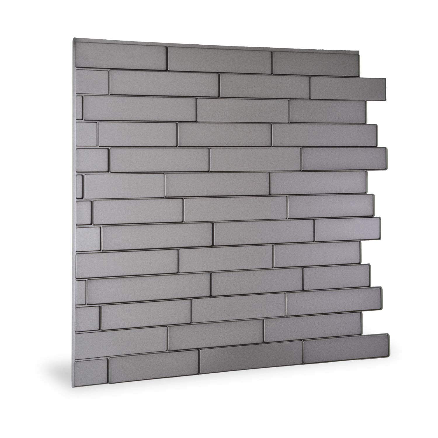 Panel de pared 3D para salón moderno gris aspecto piedra Profhome 705257