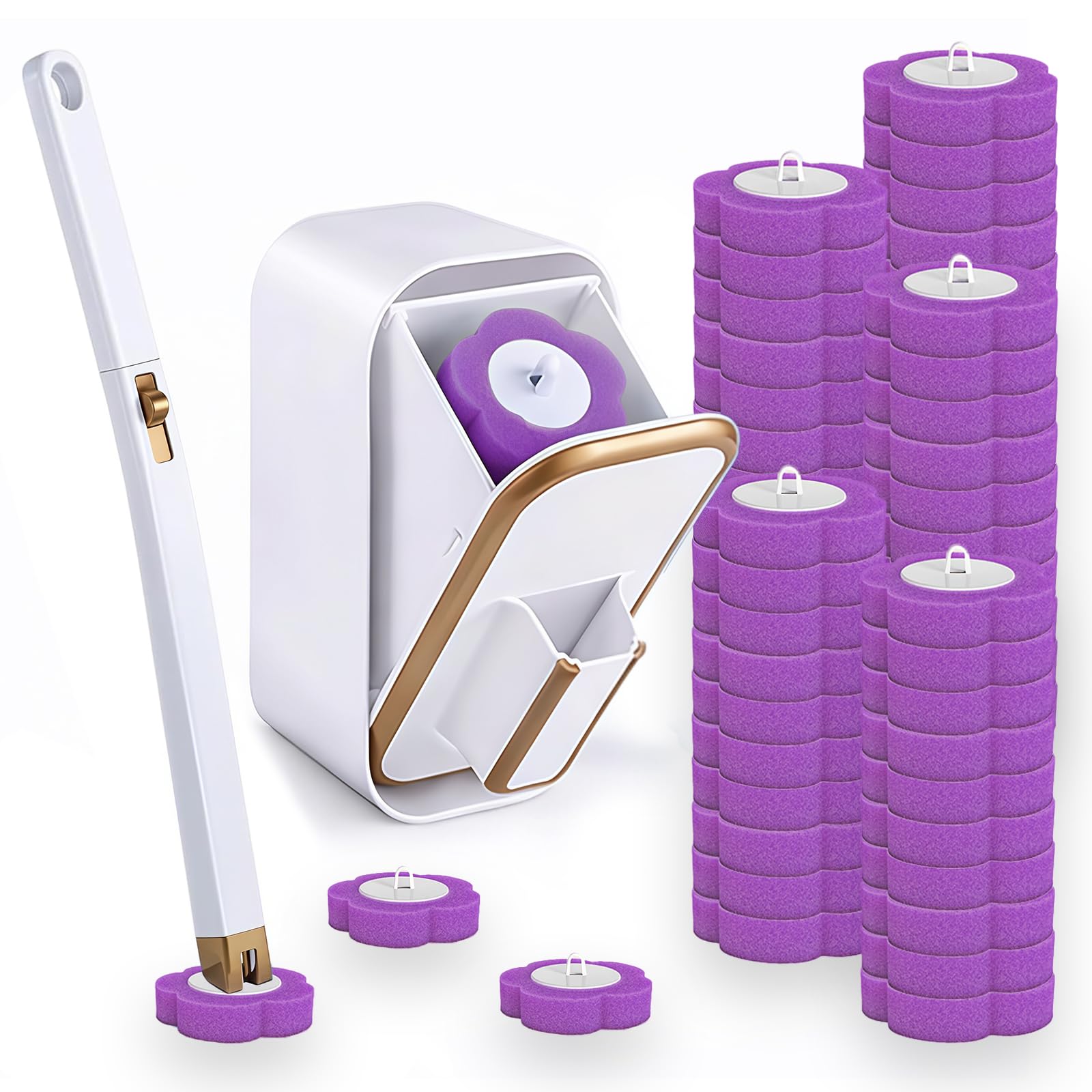 Toilet Wand Kit, Disposable Toilet Brush with 60 Refills