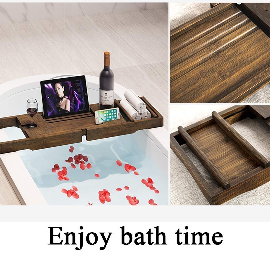 Bandeja para bañera, juego de estantes telescópicos antideslizantes, laterales extensibles para todas las bañeras, bandeja de baño duradera y funcional