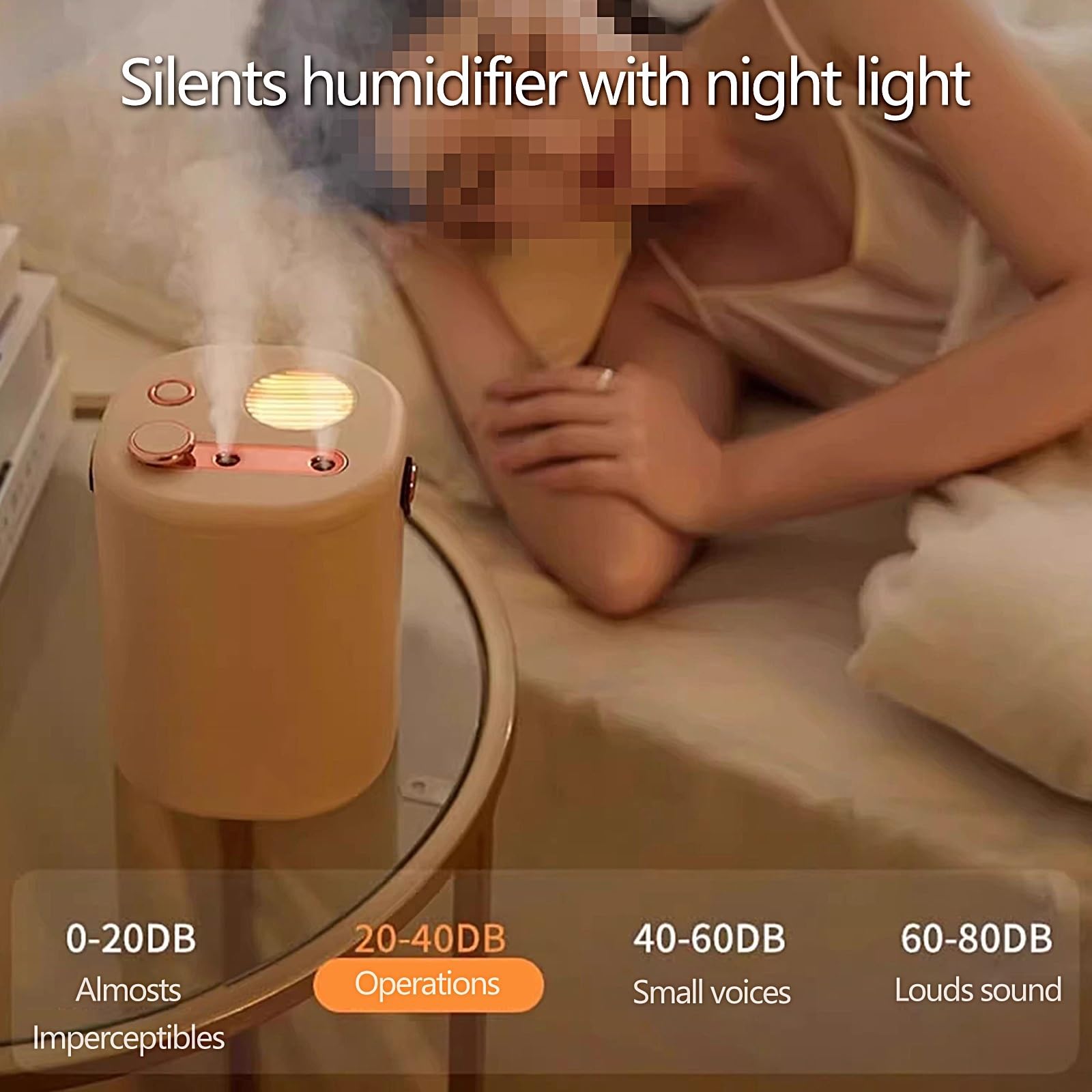 Umidificatore Ambiente con Maniglia, Serbatoio Dells'acqua da 2 Litri, 35dB Silenzioso, Umidificatore con Doppia Porta Spray, 3 Livelli di Volume della Nebbia(Gray)