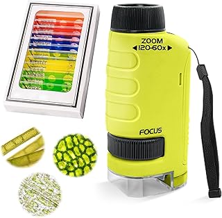 Sponsored You’re seeing this ad based on the product’s relevance to your search query.Learn more about this advertisement Pocket Microscope for Children, 60X-120X Pocket Microscope with LED, Portable Microscope, with 12 Slides, Mini Microscope for Children, Students, Adults, Home, School, Laboratory
