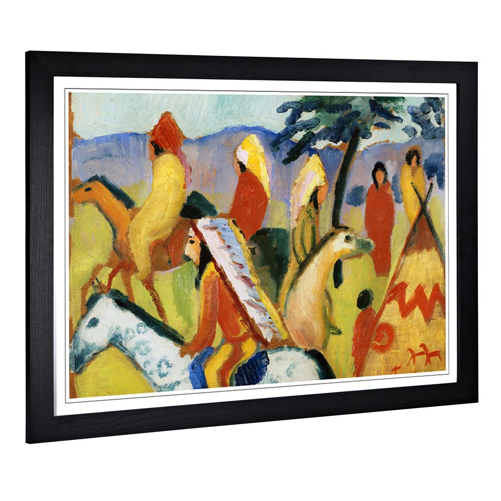 Big Box Art Framed Print of August Macke Indians on Horseback Design | Wall Art Picture | Home Decor for Kitchen, Living Room, Bedroom, Hallway, Black, A2 / 24.5x18 Inch / 62x45cm