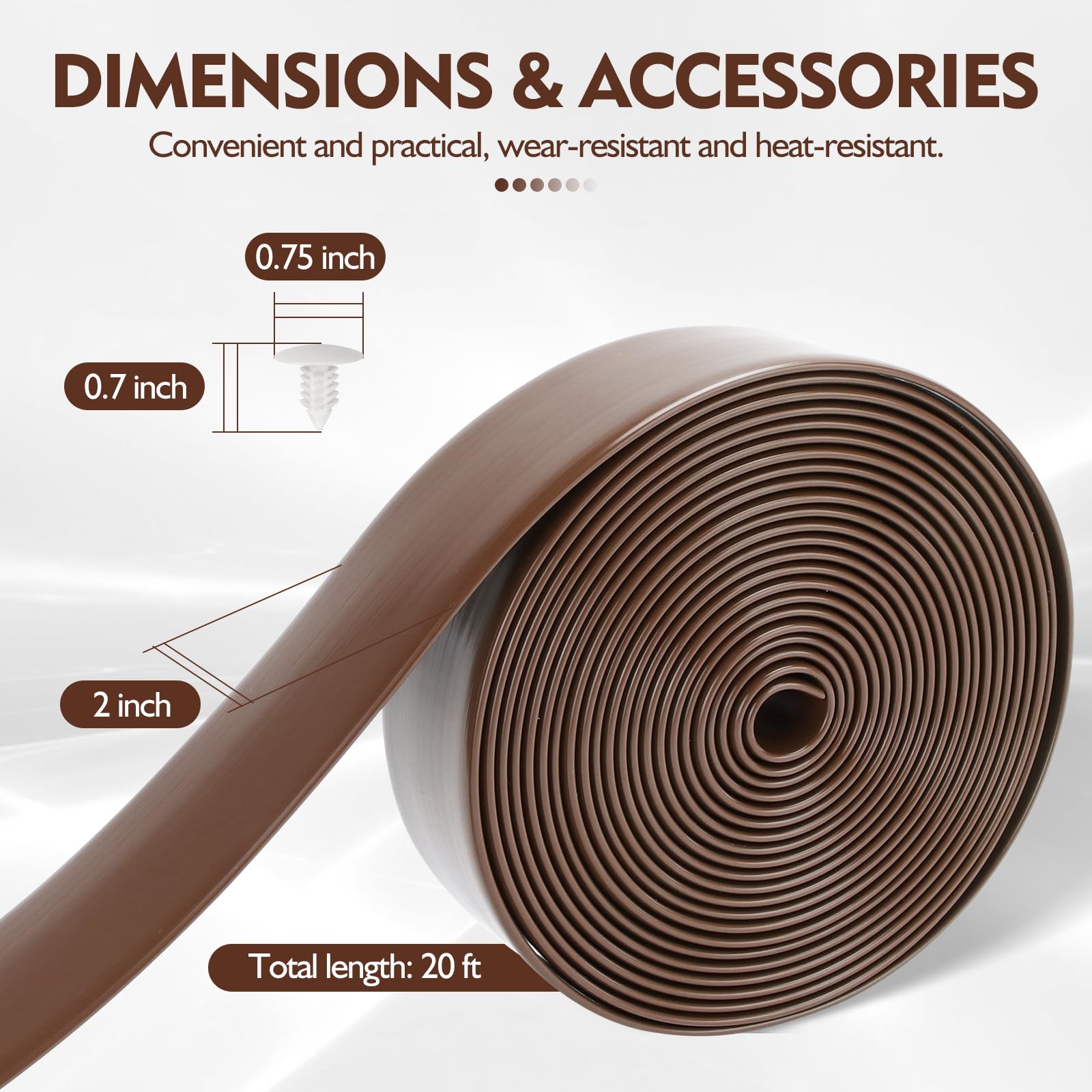 LukLoy Sangles de rechange en vinyle de 5,1 cm de large pour réparation de chaises de patio, meubles de jardin de 6,1 m de long avec 20 rivets, marron