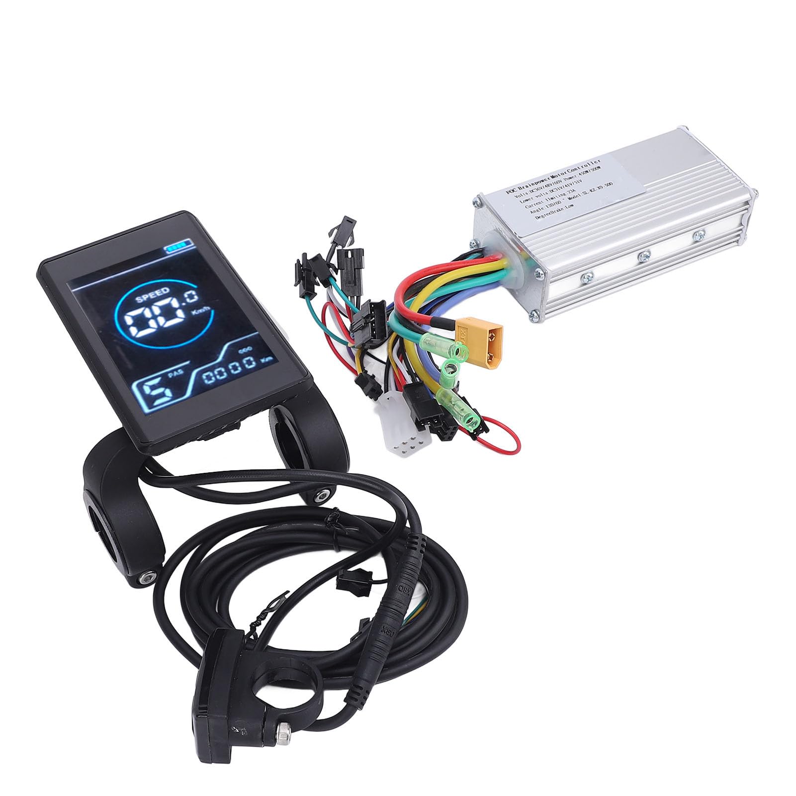 BuyWeek Kit Controller Brushless Bici Elettrica, 36V 48V 60V 450W 500W Controller Onda Sinusoidale in Lega di Alluminio Centralina Bici Elettrica con Pannello LCD