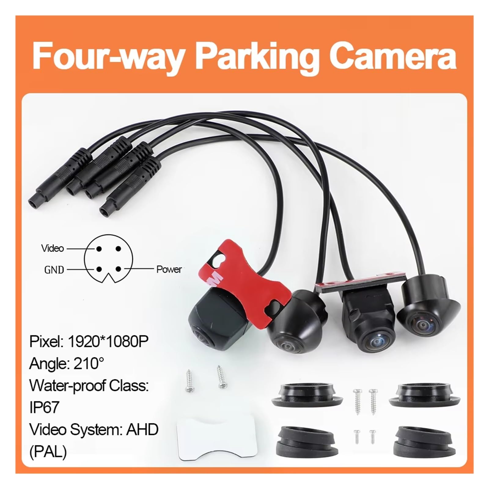 Caméra Arrière Caméra Panoramique HD 1080P 360 Avec Clé USB 128G, Vue 3D À Œil D'oiseau Avec WDR, Balance Des Blancs Automatique Étanche Camera de Recul pour Voiture