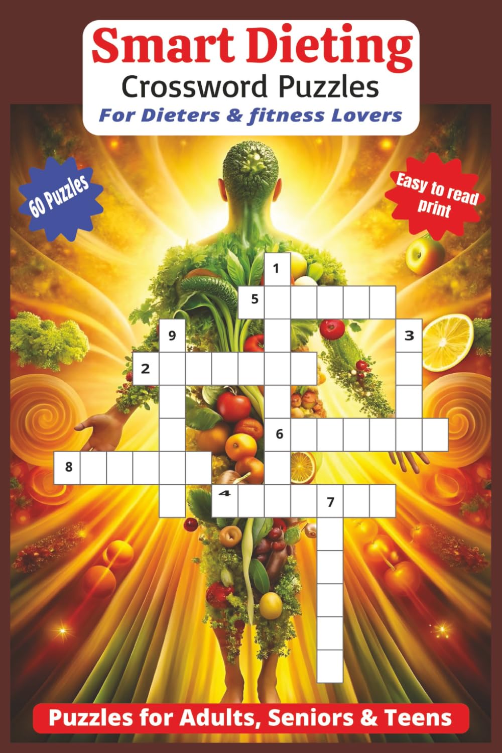 Smart Dieting Crossword Puzzle book: 60 Puzzles, 120pages Fun Dieting Crosswords for Brain Boost & Motivation,