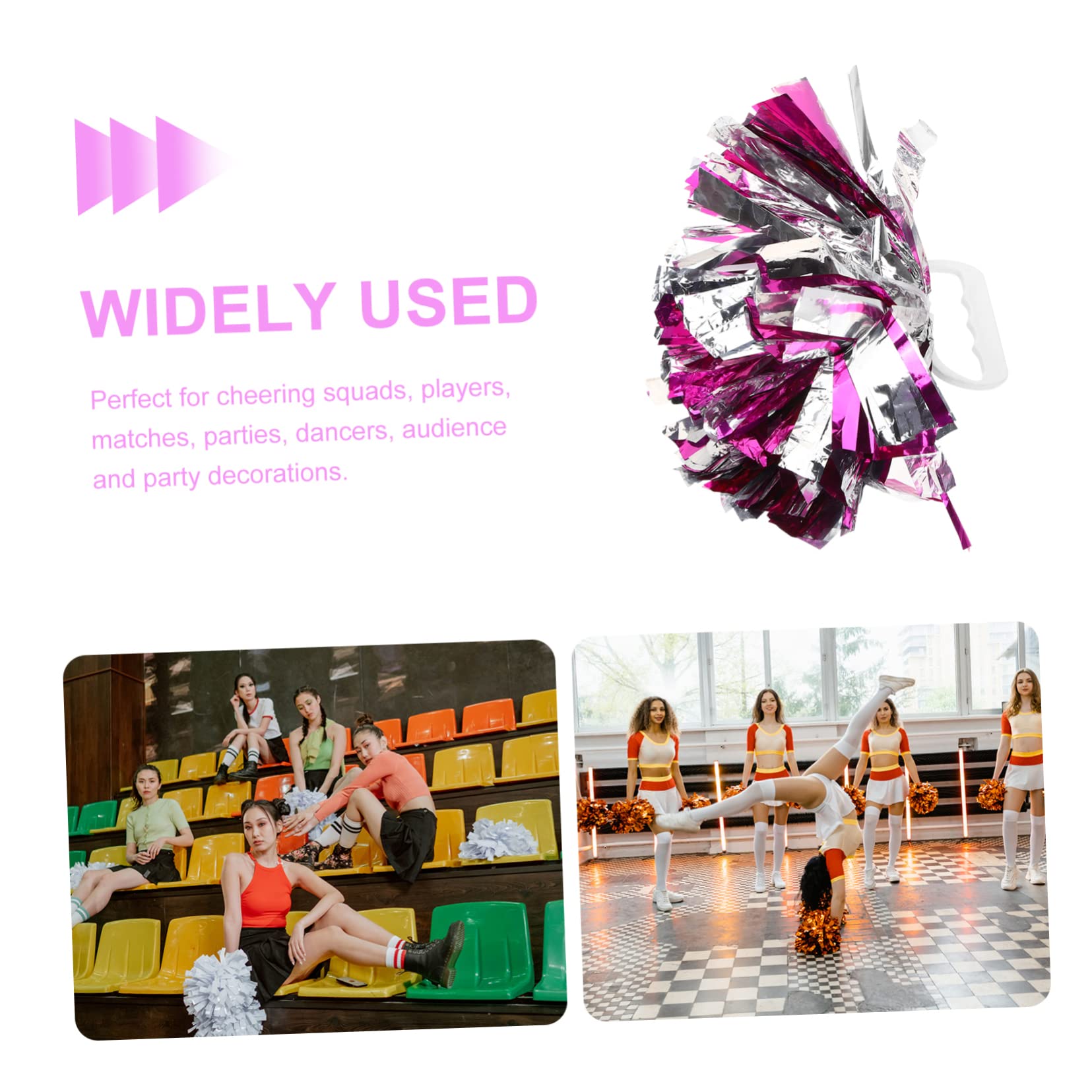 BESPORTBLE Cheerleading Bouquet Pompoms 2 Pack Hand Foil Pom Poms for Cheerleader Costumes Aerobic Hand Flower for Performance