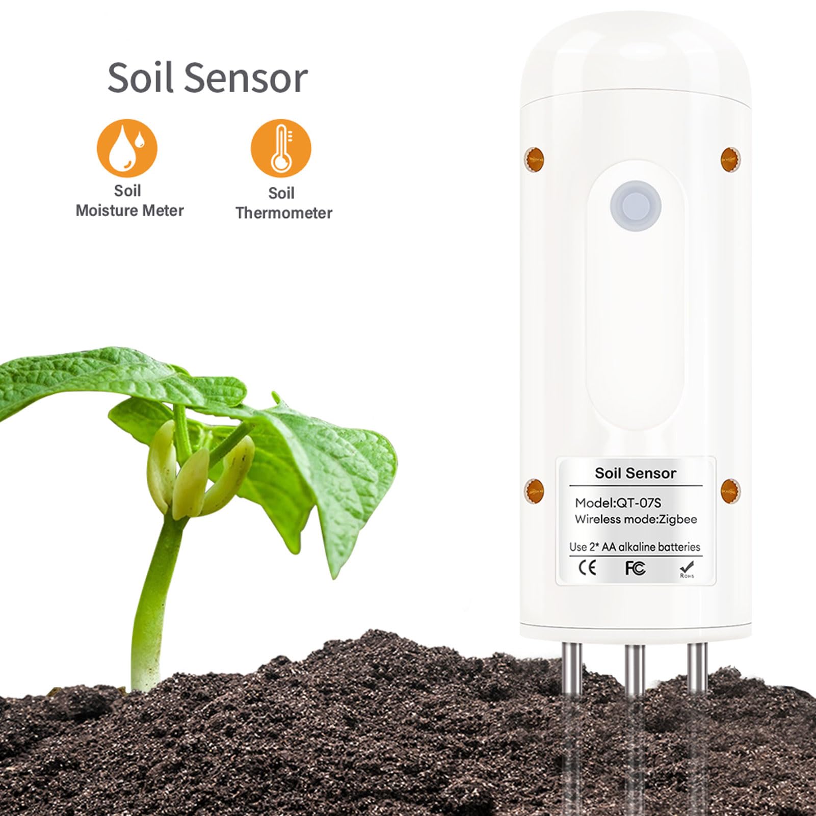 Asixxsix Bodenfeuchtemessgerät, kabelloses Bodentemperatur- und Feuchtigkeitsmessgerät, wasserdichtes Bodentest-Set, Bodentestgerät für Garten, Rasen, Pflanzenpflege, Bauernhof