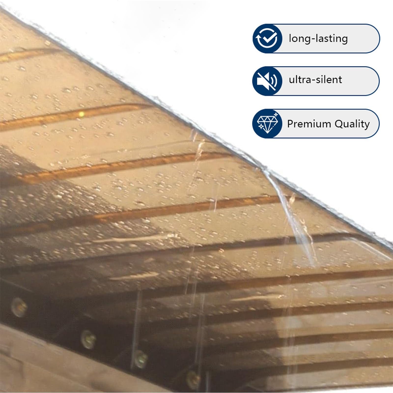 Marquesinas Exterior para Puertas y Ventanas,3,5 mm Marrón,Techado de Entrada,Marquesina en Arco de Escritorio y Lluvia,Casas, Patios Y Terrazas(W55*L260cm/W 21.6*L102.3in)