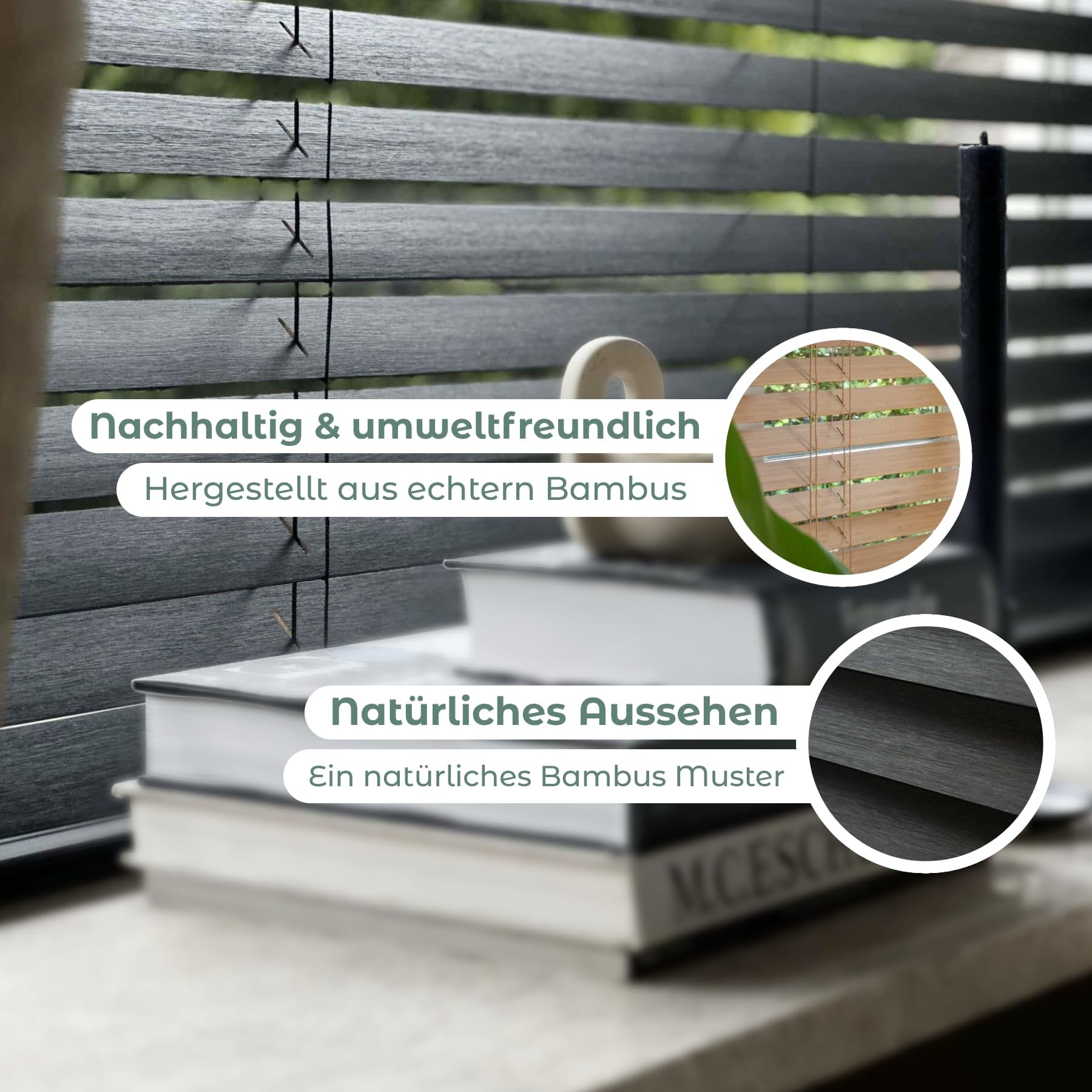 Amazon.de: Bambus Jalousie 50 mm - Schwarz - 130 cm x 175 cm (BxH) -  Jalousie fr Fenster und Tr - Jalousie aus Bambus - Erhltlich in Breiten  von 50 cm bis 160 cm - Innenjalousie