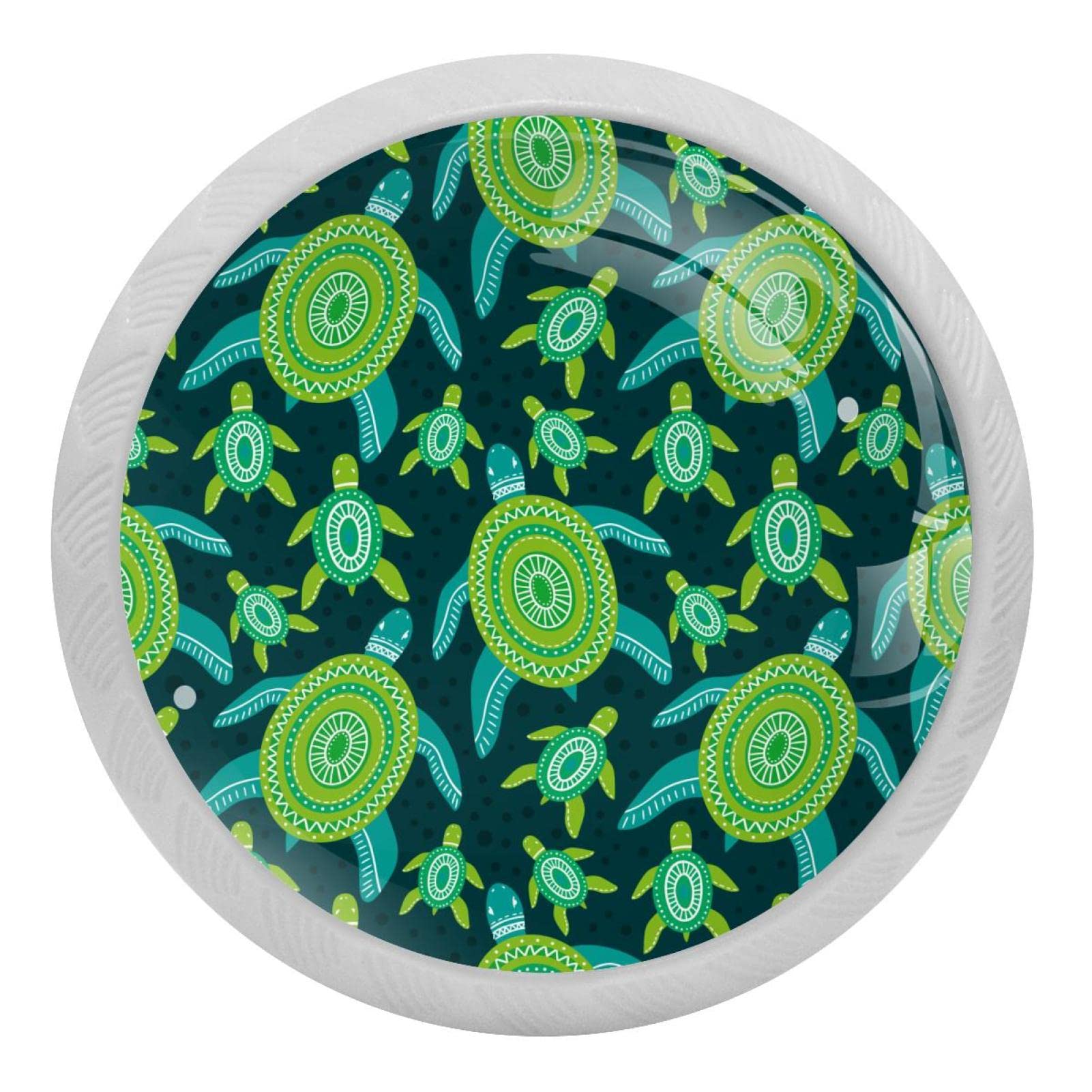 Poignées de tiroir de commode rondes tortue vert fluo avec vis x4