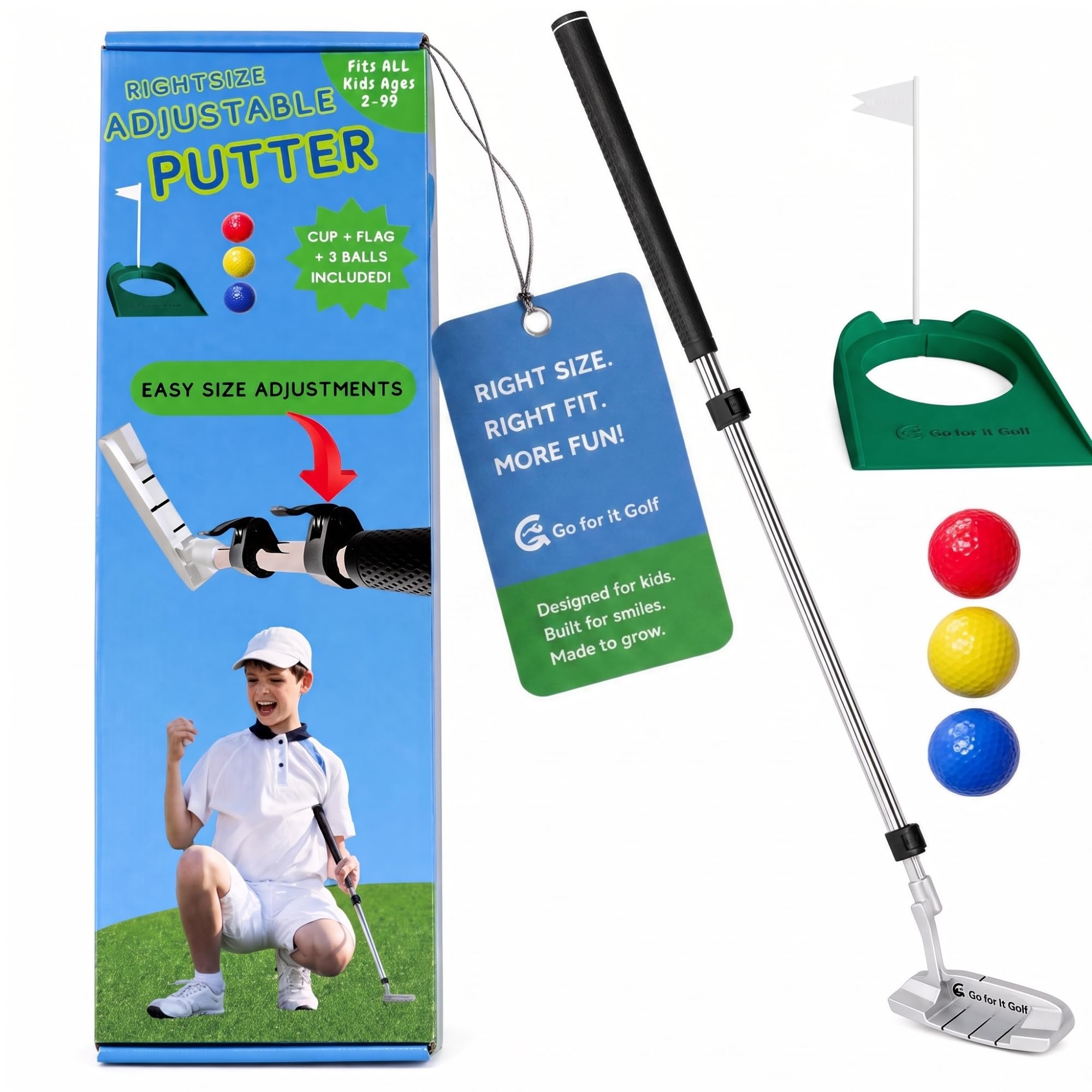 Kids Putter Adjustable Length Junior Golf Club for Boys Girls Ages 2-12