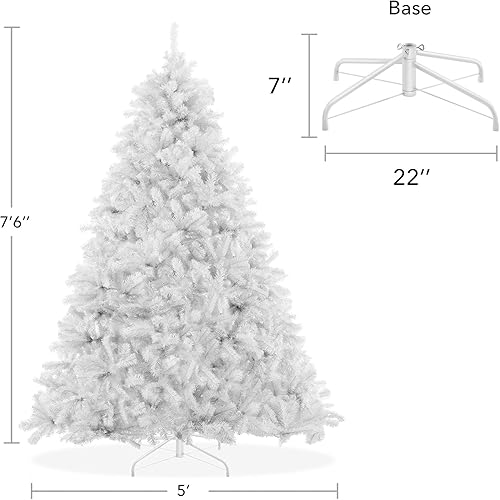 Miniatura 5 de Casafield Árbol de Navidad artificial de abeto blanco de 7.5 pies con soporte de metal resistente