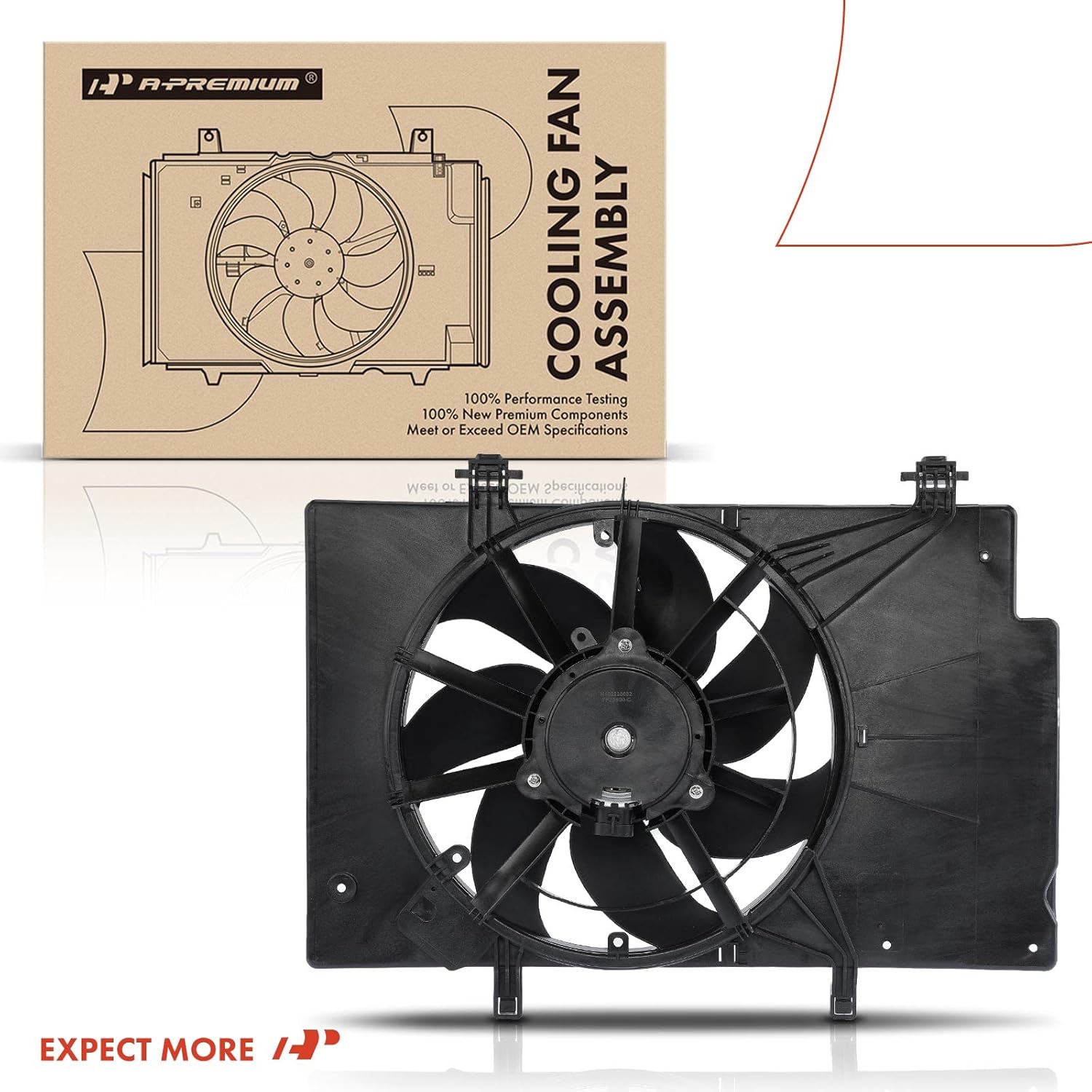 A-Premium Engine Radiator Cooling Fan Assembly Compatible with Select Ford Models - Fiesta 2011-2019, L4 1.6L - Replace# 1557572, 8V518C607AF