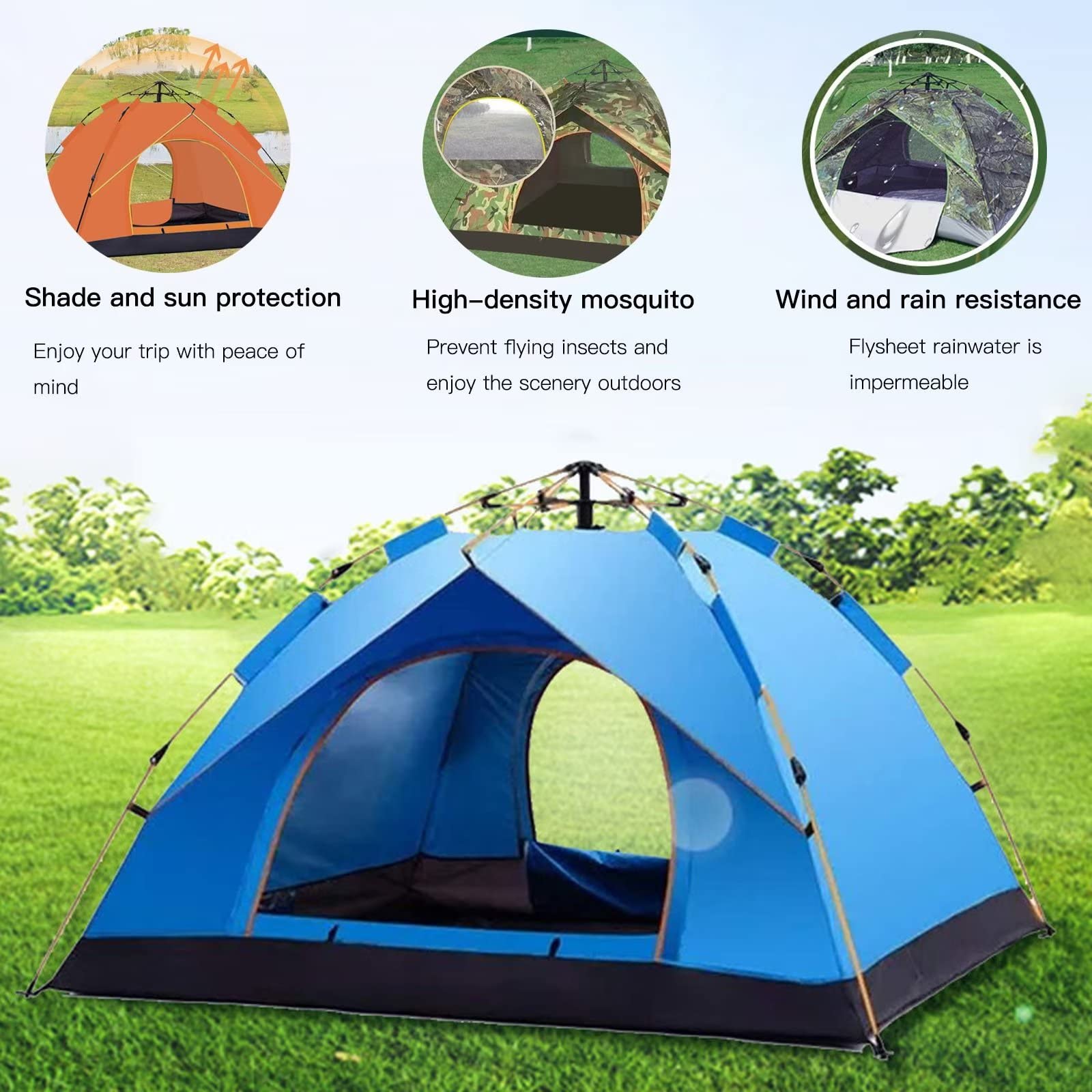 Tente De Camping VOSOIR 2-3 Places – Ultra Légère, Double Porte, Anti-UV Et Imperméable, Facile à Monter, Pour Rando Et Pique-nique