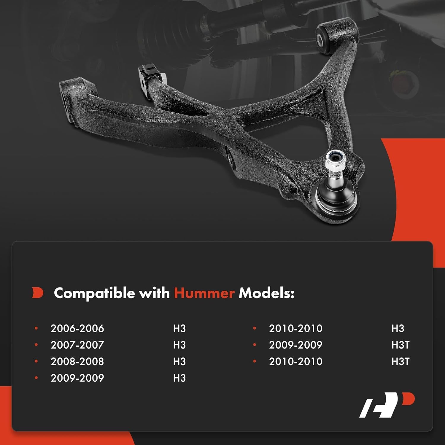 A-Premium Front Left Lower Control Arm, with Ball Joint & Bushing, Compatible with Hummer H3 2006-2010, H3T 2009-2010
