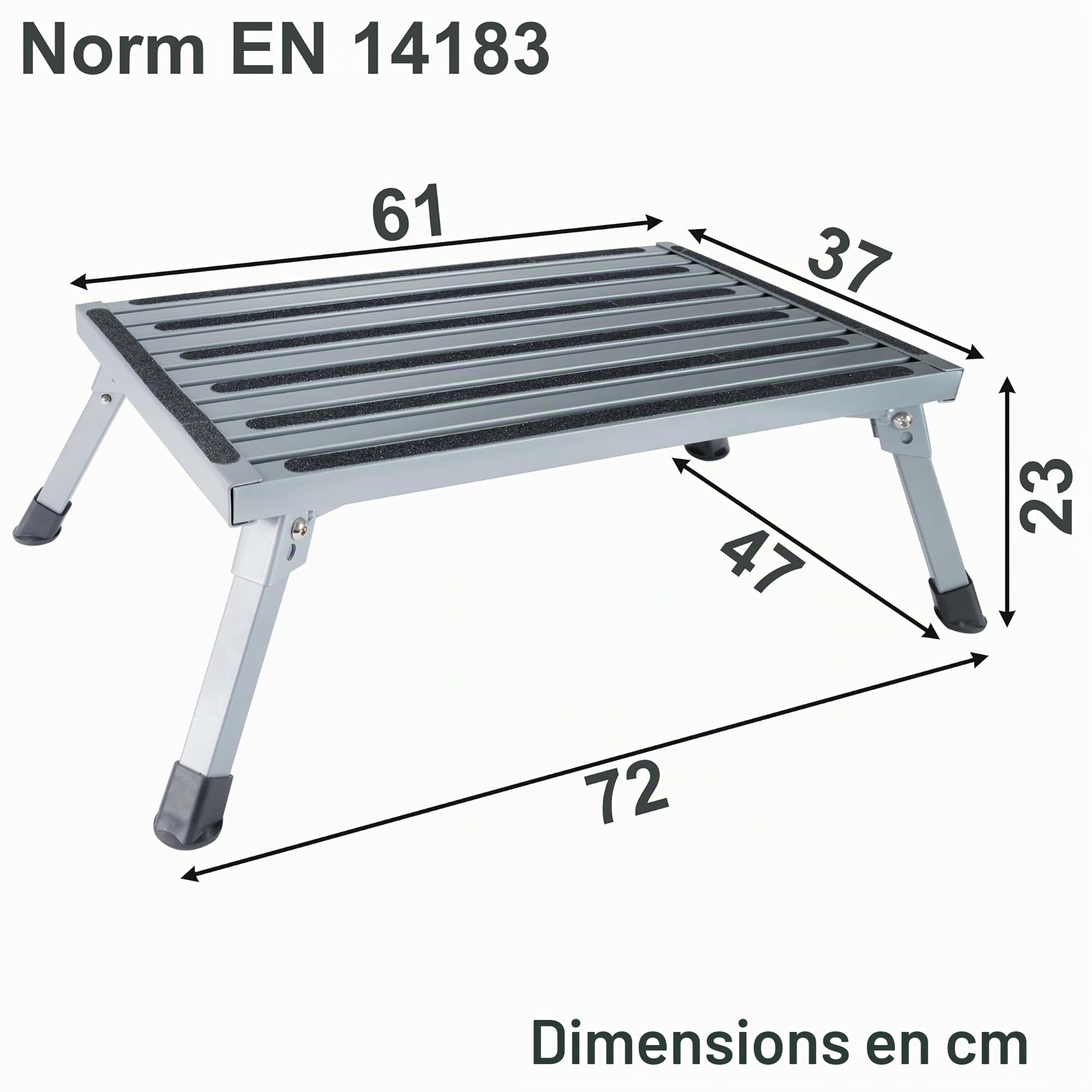 Marchepied Pliable Caravane 72x61x23cm Acier Charge maximale 150kg Surface