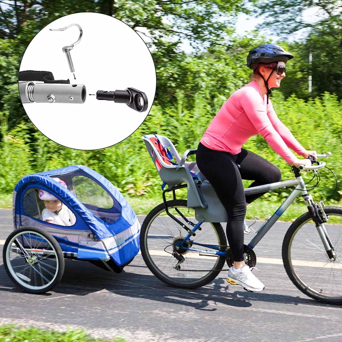 Remolque para Bici, 2pcs Barra Remolque Bicicleta, Acopladores de Remolque de Bicicleta, Accesorio de Conector de Enganche de Remolque de Bicicleta para Accesorios de Bicicletas, Niños, Mascotas