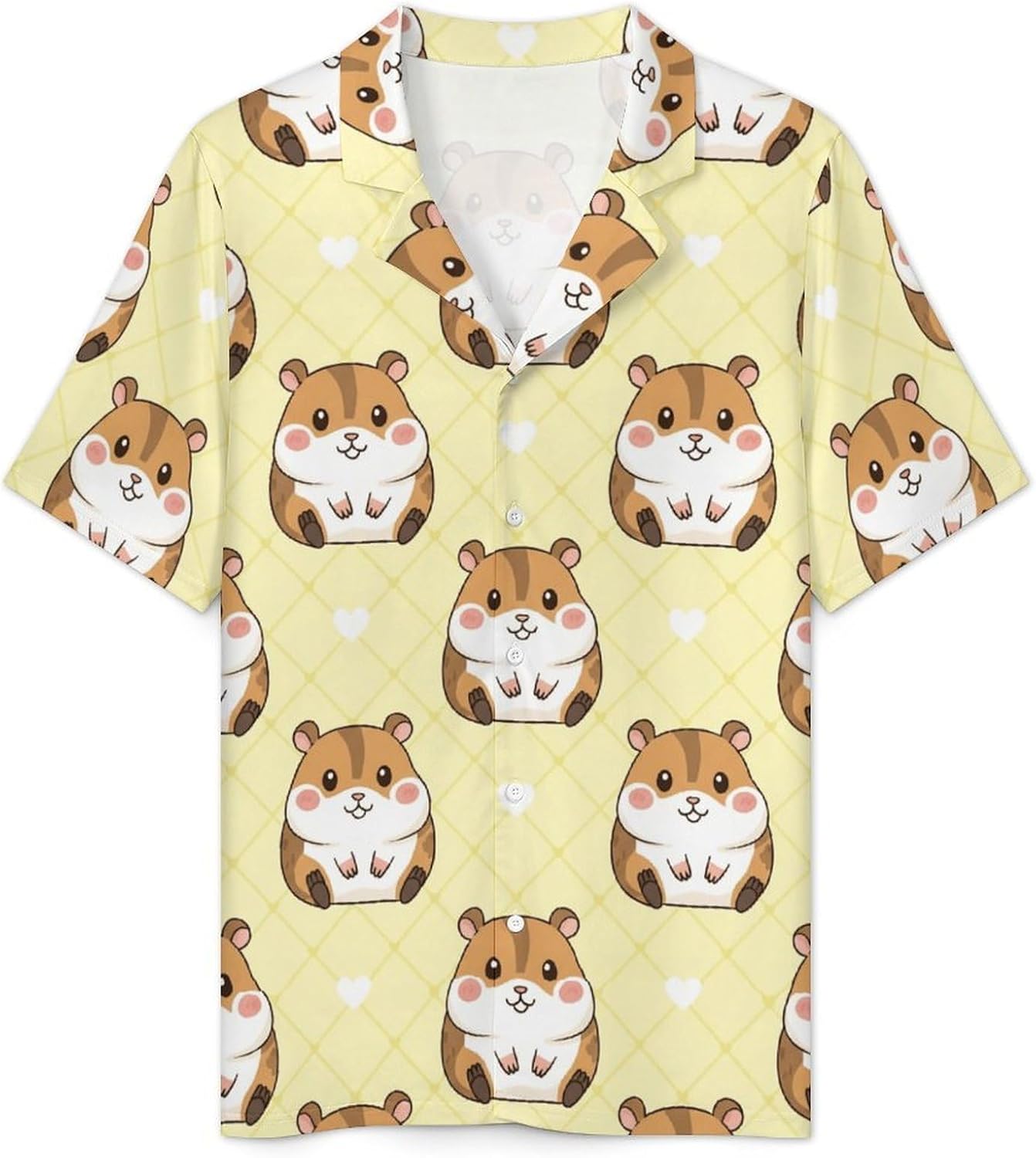 MoBlinko Pajamas for Women Set Yellow Hamster 2 Piece Pajama Set for Women Button Down Short Sleeve Top And Shorts Pjs Sets - Image 3